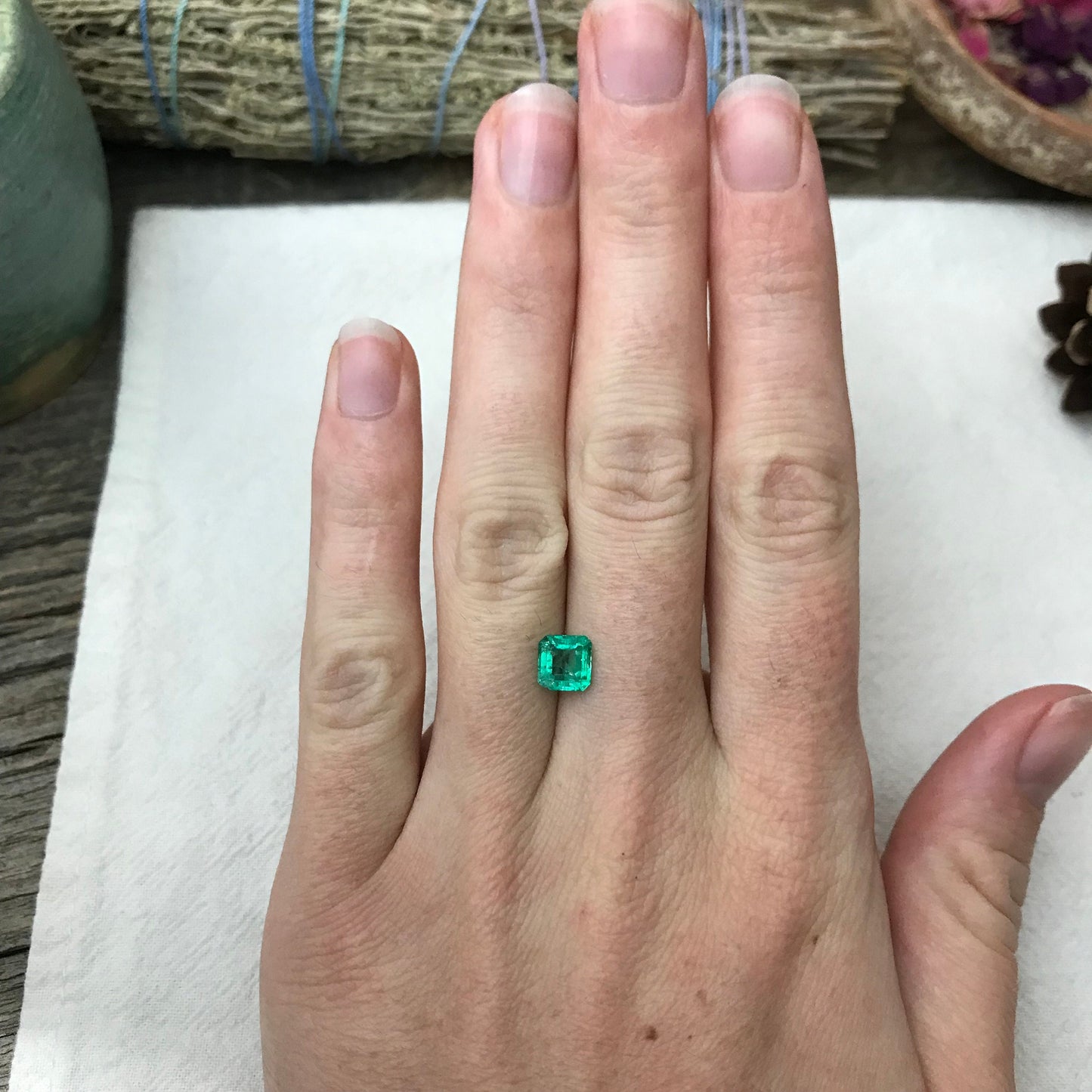 0.86 Carat Natural Emerald 6mm Square Emerald Cut, Imperfect Emerald, Rough Emerald