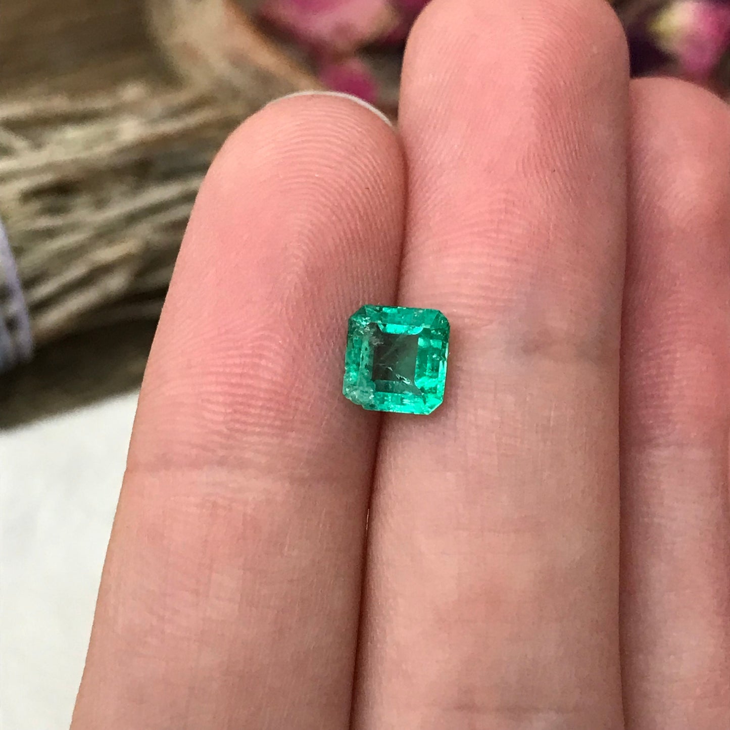 0.86 Carat Natural Emerald 6mm Square Emerald Cut, Imperfect Emerald, Rough Emerald