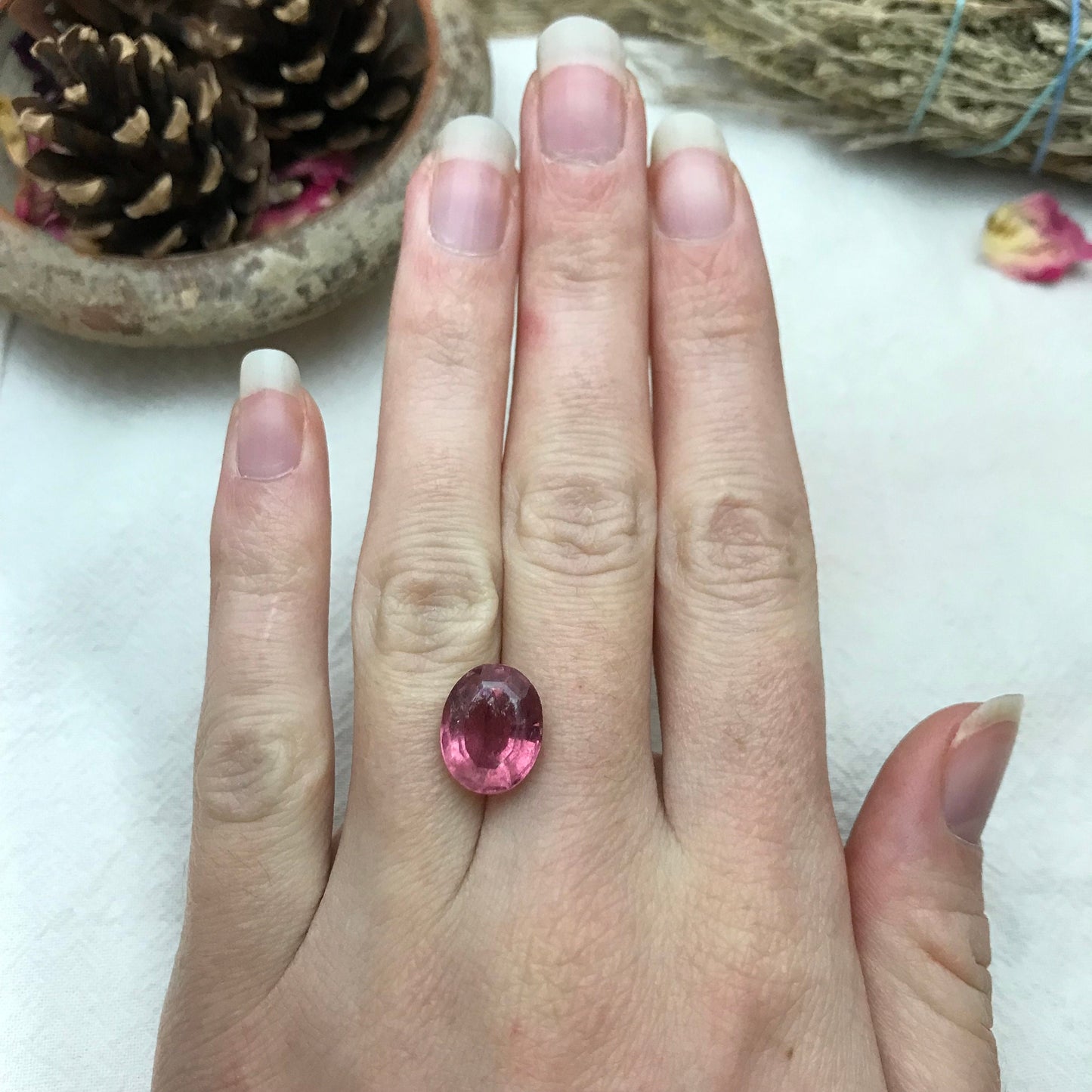 13x10mm Natural Pink Tourmaline, 6.45 Carats Faceted Loose Gemstone Oval Cut, Large Tourmaline