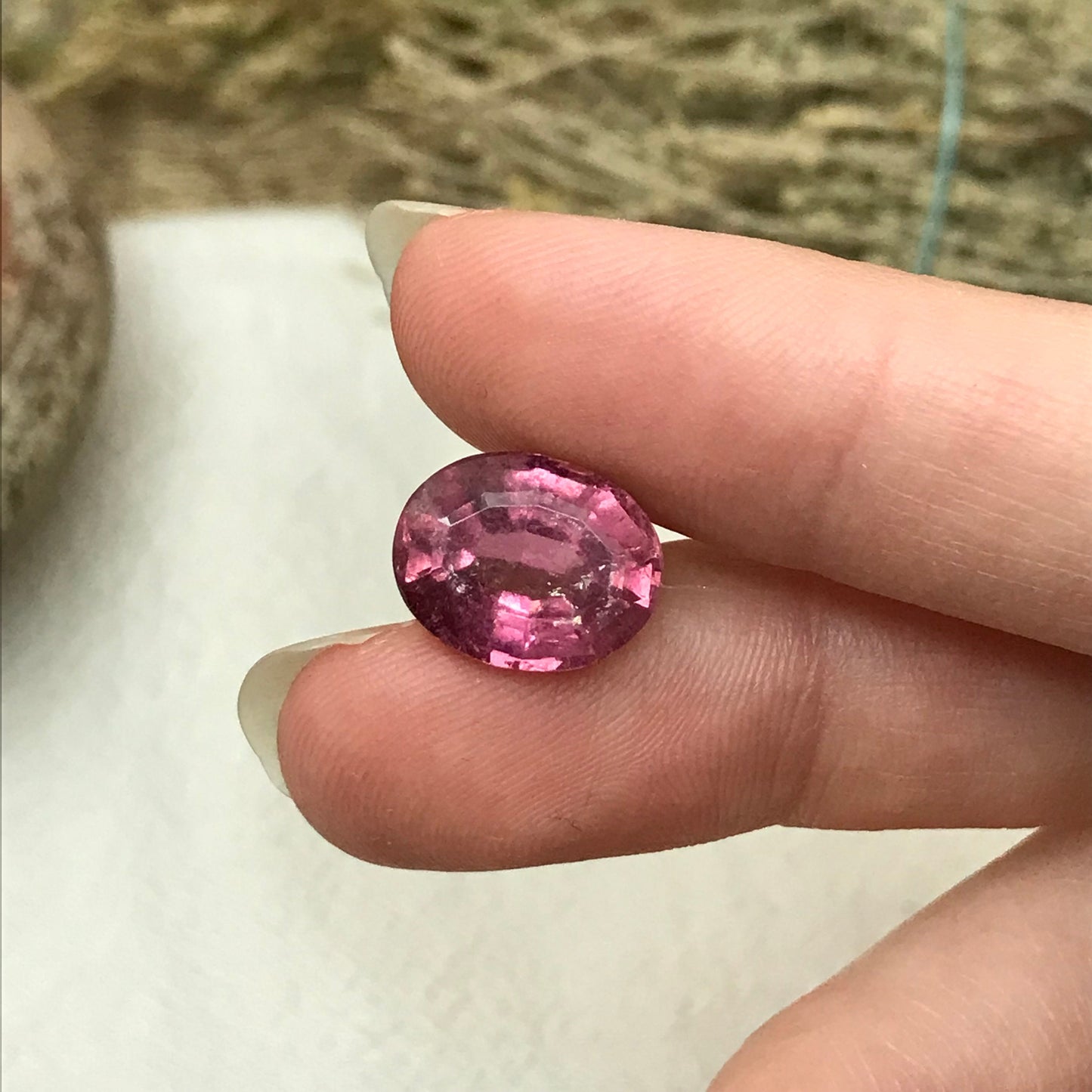 13x10mm Natural Pink Tourmaline, 6.45 Carats Faceted Loose Gemstone Oval Cut, Large Tourmaline