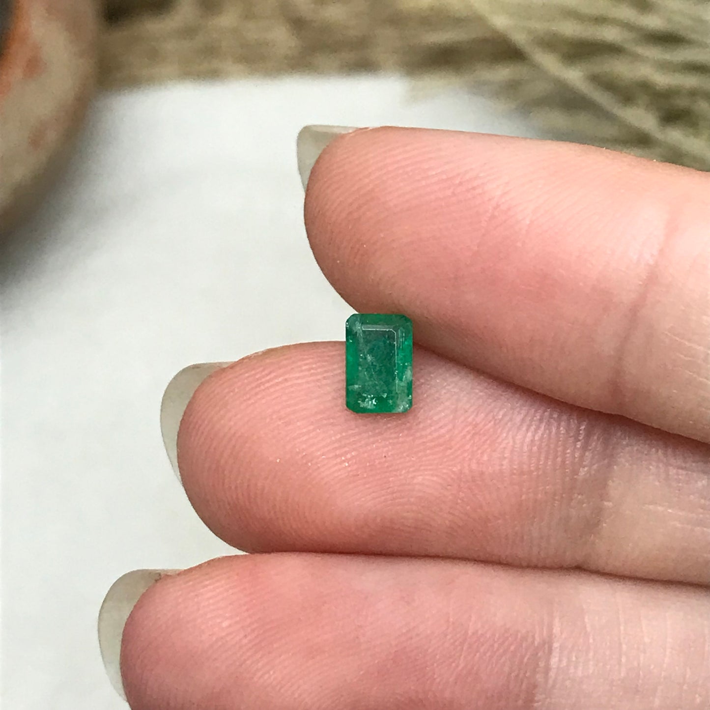 0.55 Carat Natural Emerald 6x4mm Emerald Cut Faceted Loose Gem, Precious Gemstone Treated Emerald, Flowing Gems