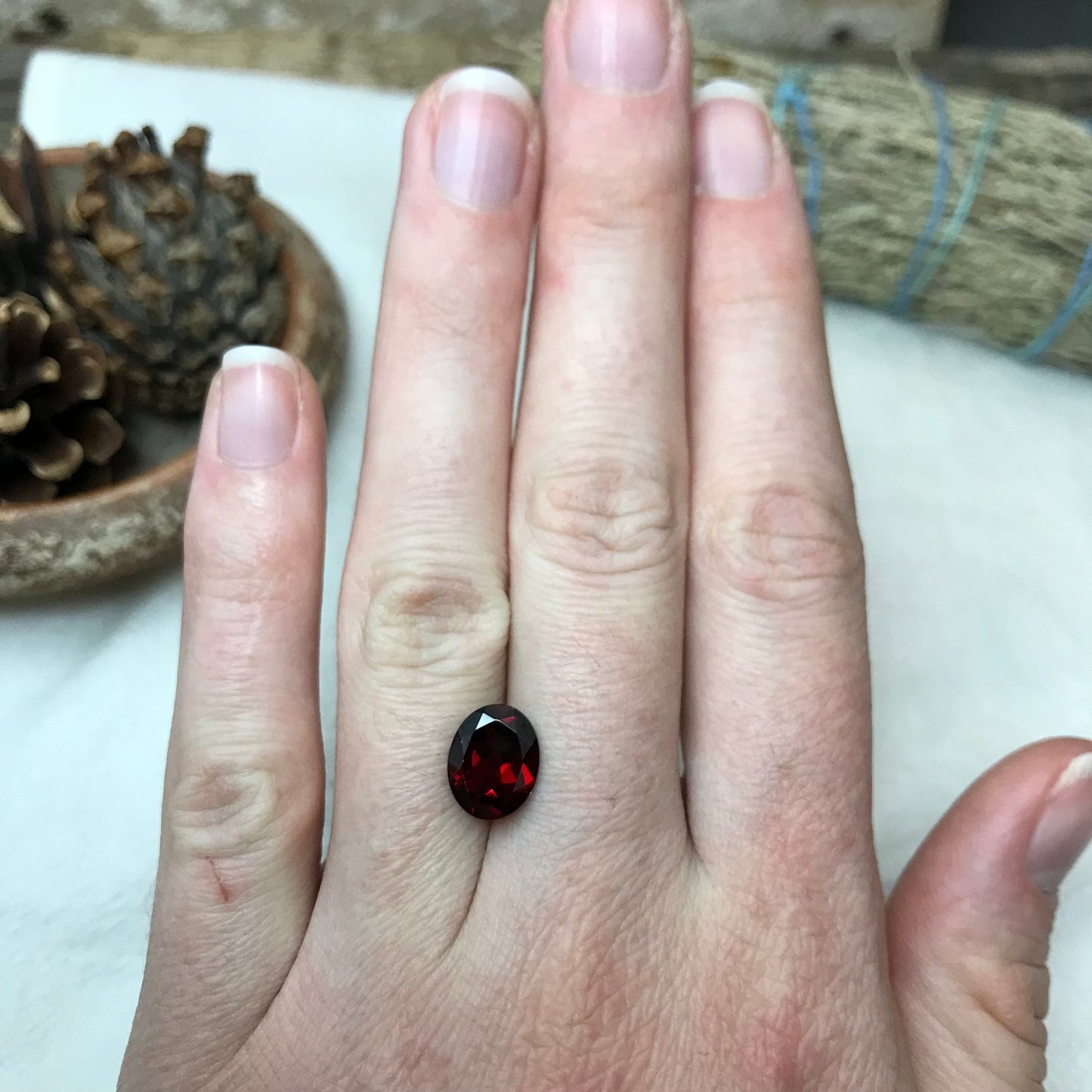 10x8mm Natural Red Garnet, 3 carat, Oval Cut, Burgundy Faceted Loose Gemstone, Reclaimed Recycled Gemstone