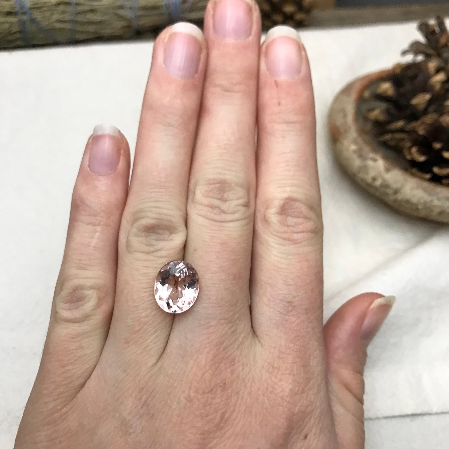 12x10mm Peachy Pink Morganite 4.40 Carat Oval Cut Faceted Loose Gemstone Unmounted Gem, For Engagement Ring, Loose Oval Natural Morganite