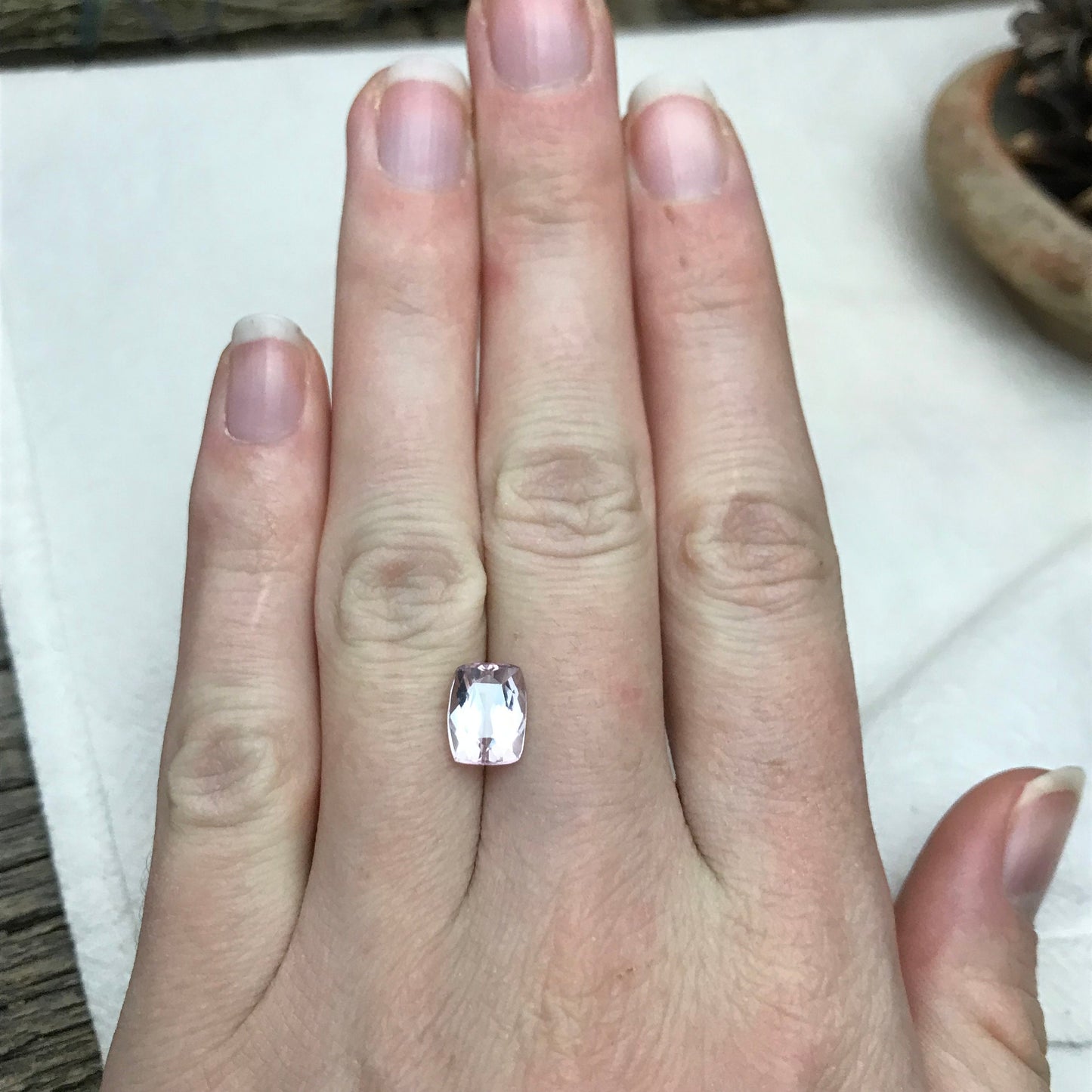 Pink Kunzite 9x7mm 2.76 carat Cushion Cut Light Purple Pink Spodumene, Faceted Loose Gemstone, Morganite Substitute