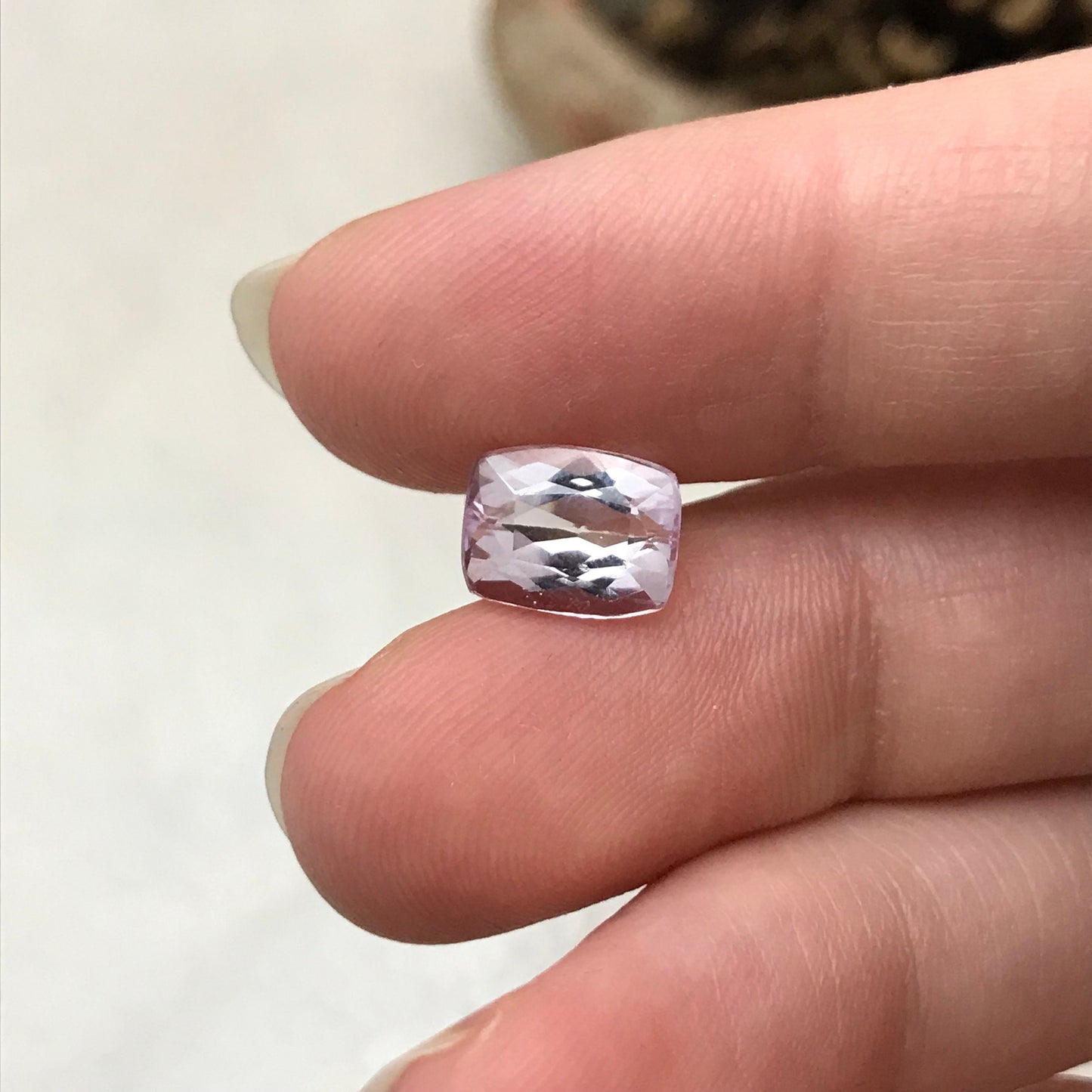 Pink Kunzite 9x7mm 2.76 carat Cushion Cut Light Purple Pink Spodumene, Faceted Loose Gemstone, Morganite Substitute