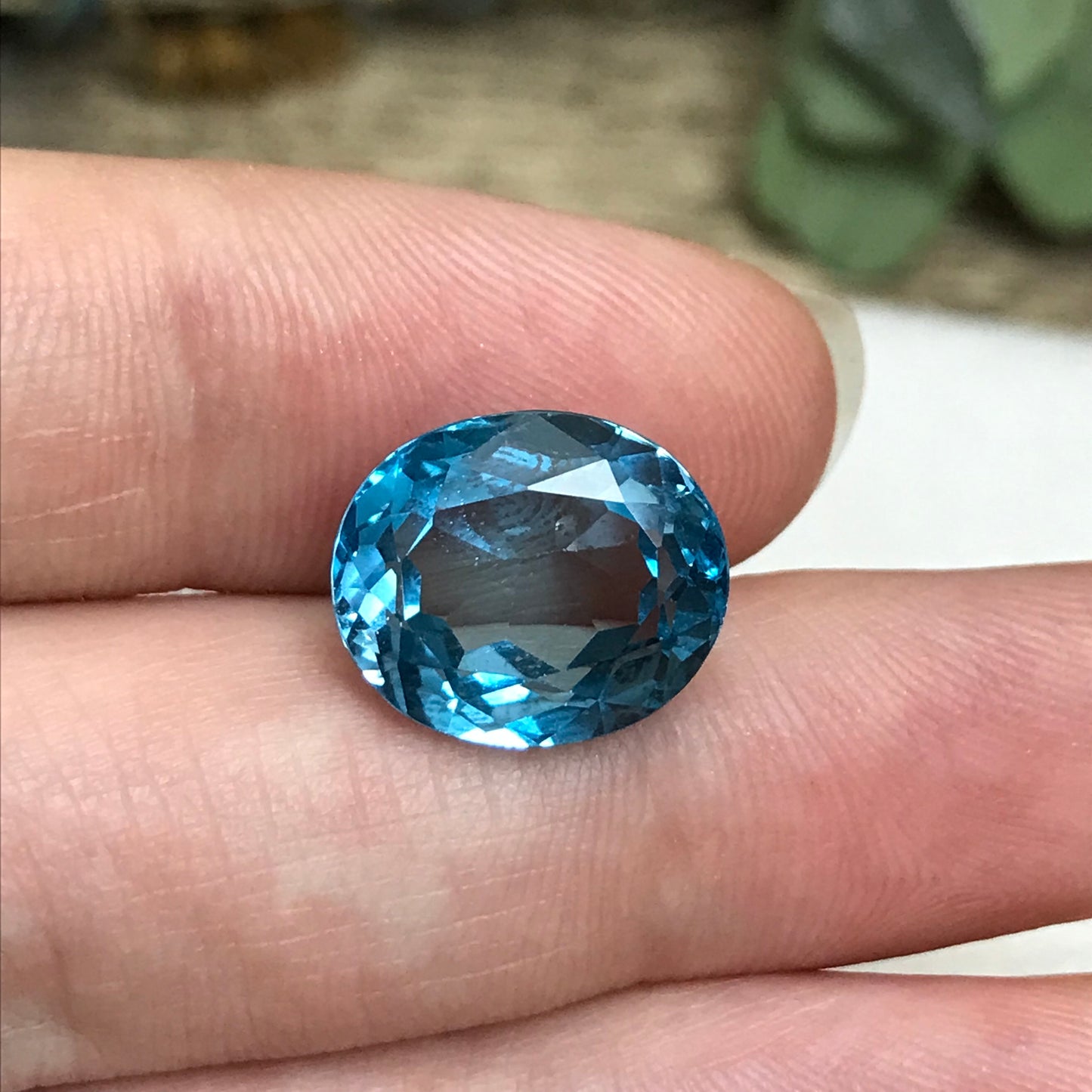 13x11mm Blue Topaz 9.58 carat, Oval Cut Loose Gem, Faceted Baby London Blue, Unmounted December Birthstone, US Seller