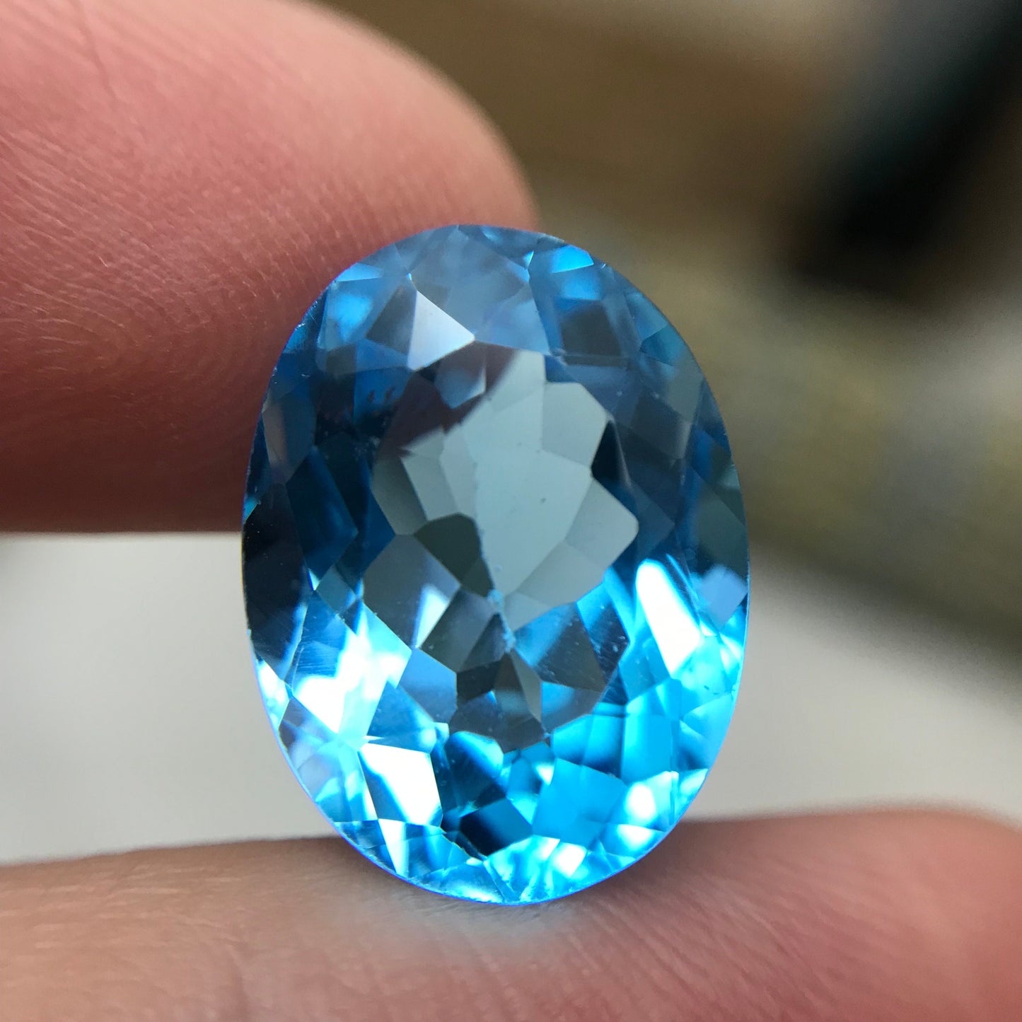 16x12mm Blue Topaz 12.53 carat Oval Cut Loose, Gemstone Blue Topaz, Faceted Blue Topaz, December Birthstone