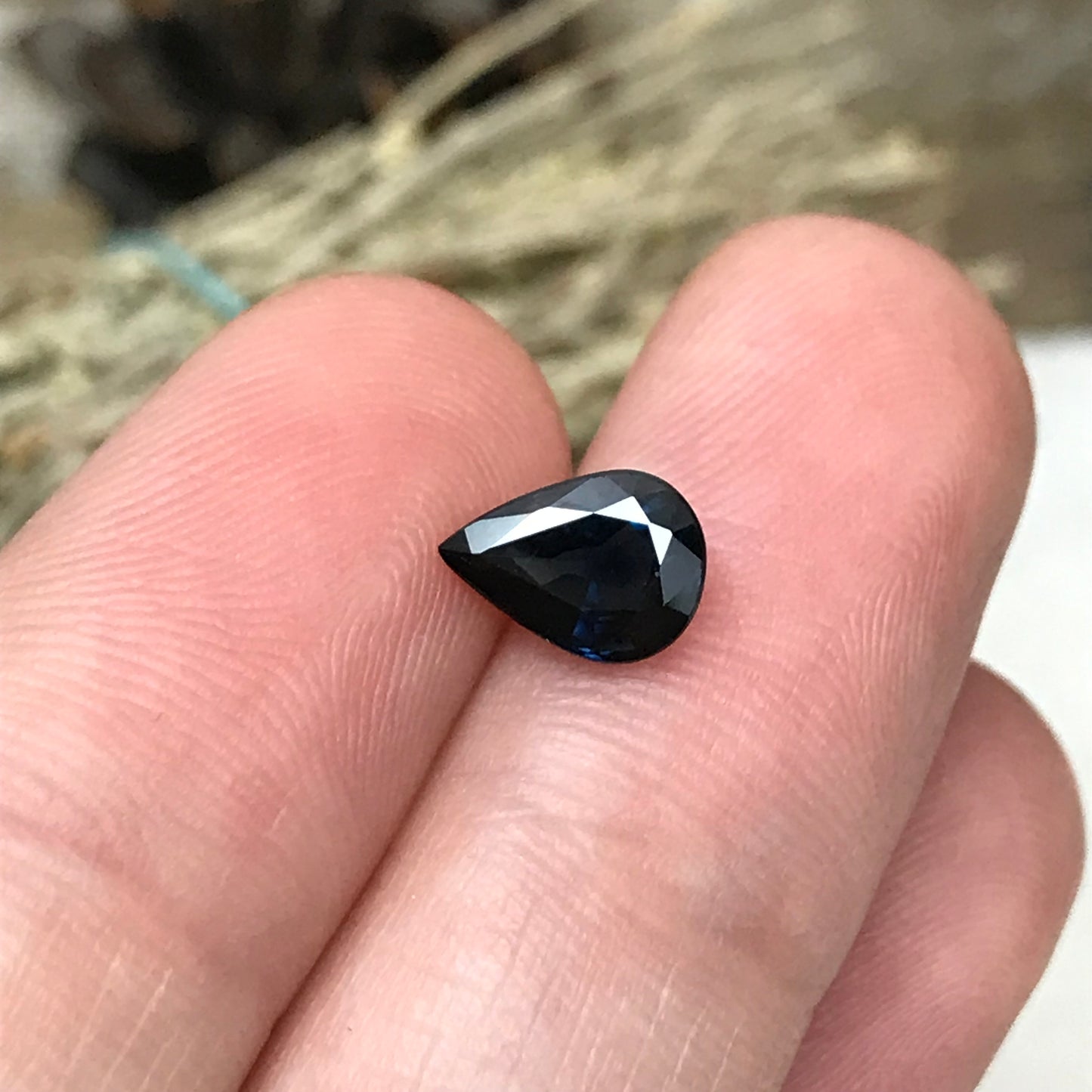 Natural Dark Blue Sapphire 8x6mm 1.47 Carat Pear Tear Drop Corundum Very Dark Blue Gem Faceted Loose Unmounted Gemstone Heated Sapphire