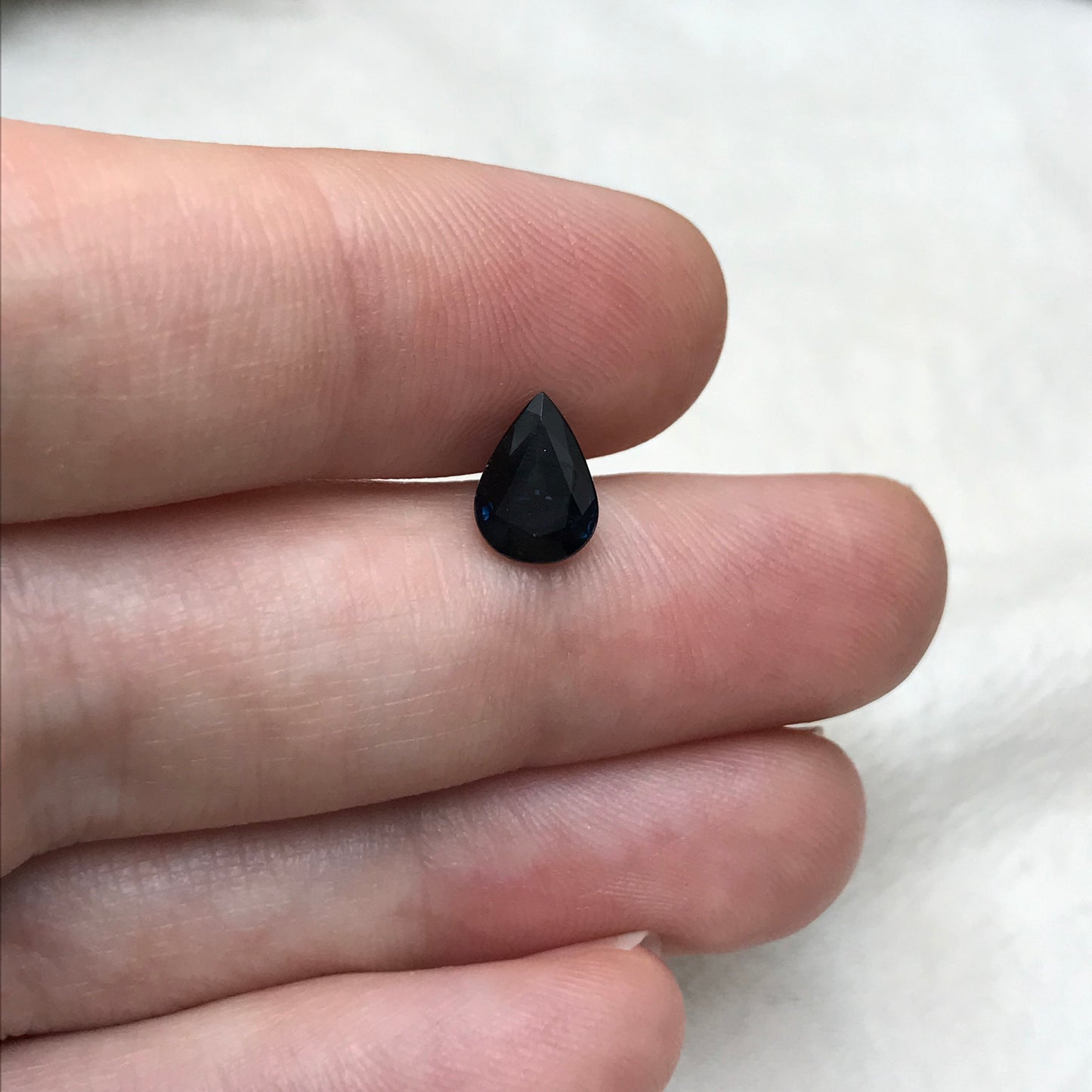 Natural Dark Blue Sapphire 8x6mm 1.47 Carat Pear Tear Drop Corundum Very Dark Blue Gem Faceted Loose Unmounted Gemstone Heated Sapphire