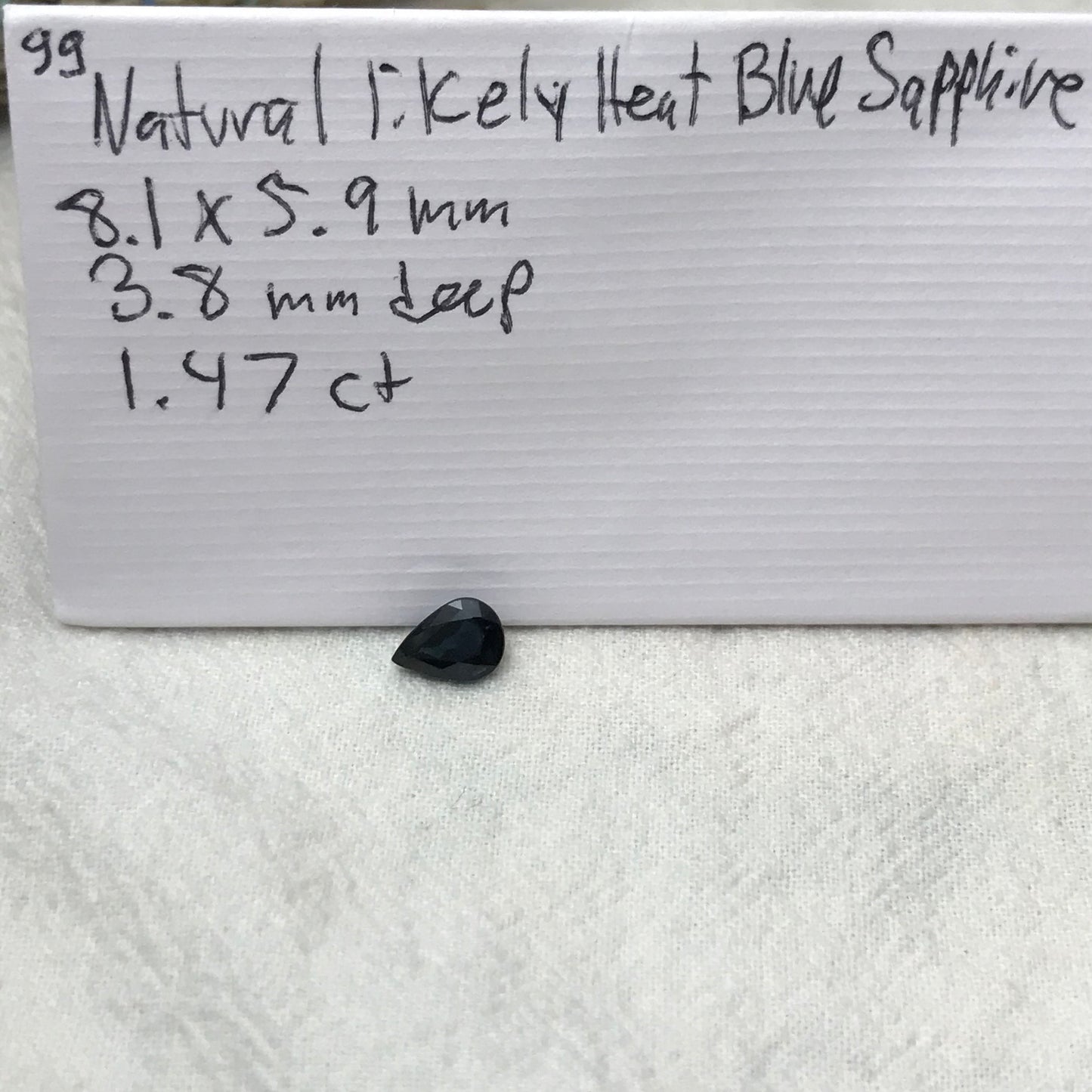 Natural Dark Blue Sapphire 8x6mm 1.47 Carat Pear Tear Drop Corundum Very Dark Blue Gem Faceted Loose Unmounted Gemstone Heated Sapphire