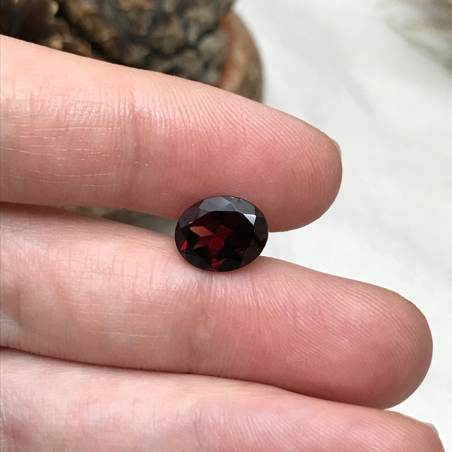 10x8mm Natural Red Garnet, 3 carat, Oval Cut, Burgundy Faceted Loose Gemstone, Reclaimed Recycled Gemstone
