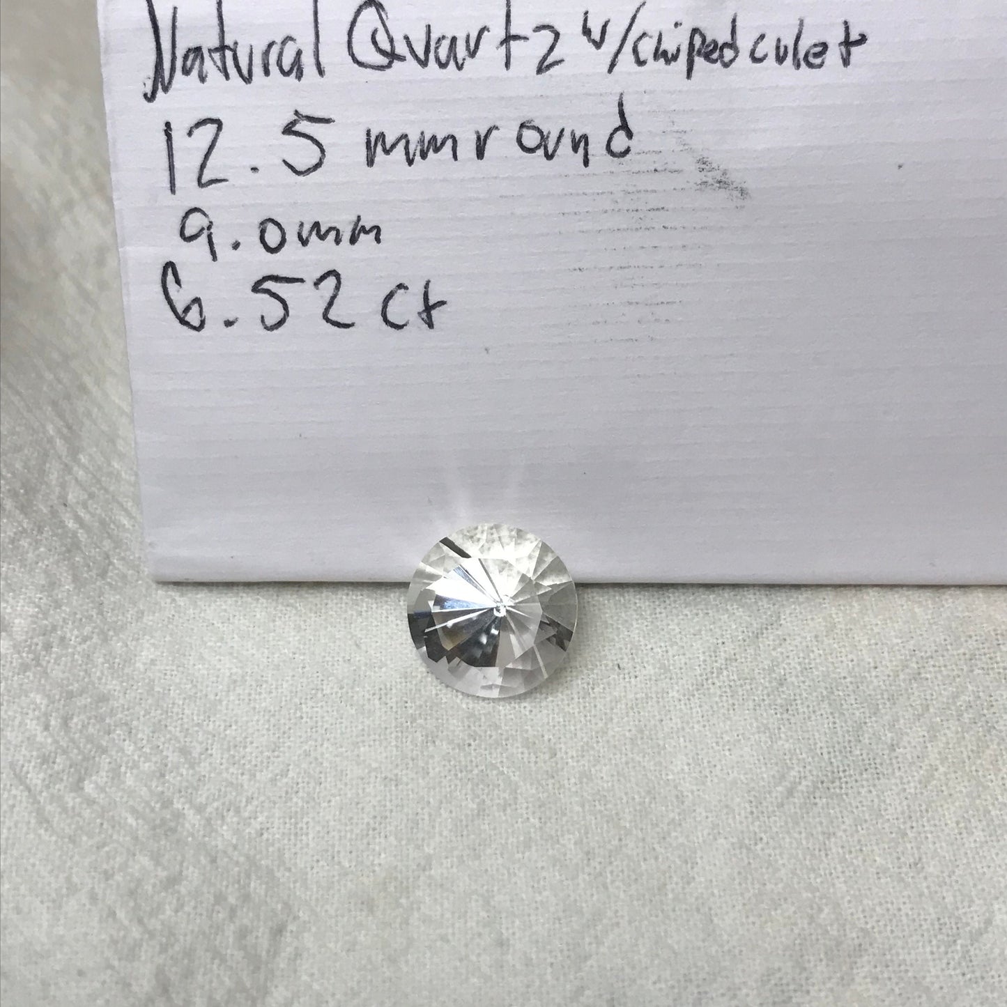 12.5mm Quartz 6.52 Carat Round Cut Loose Gem, Chipped Gemstone Faceted Stone, Imperfect Loose Gemstone