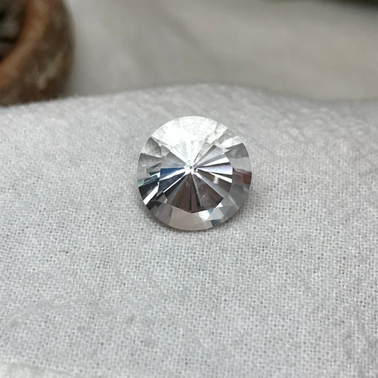 12.5mm Quartz 6.52 Carat Round Cut Loose Gem, Chipped Gemstone Faceted Stone, Imperfect Loose Gemstone
