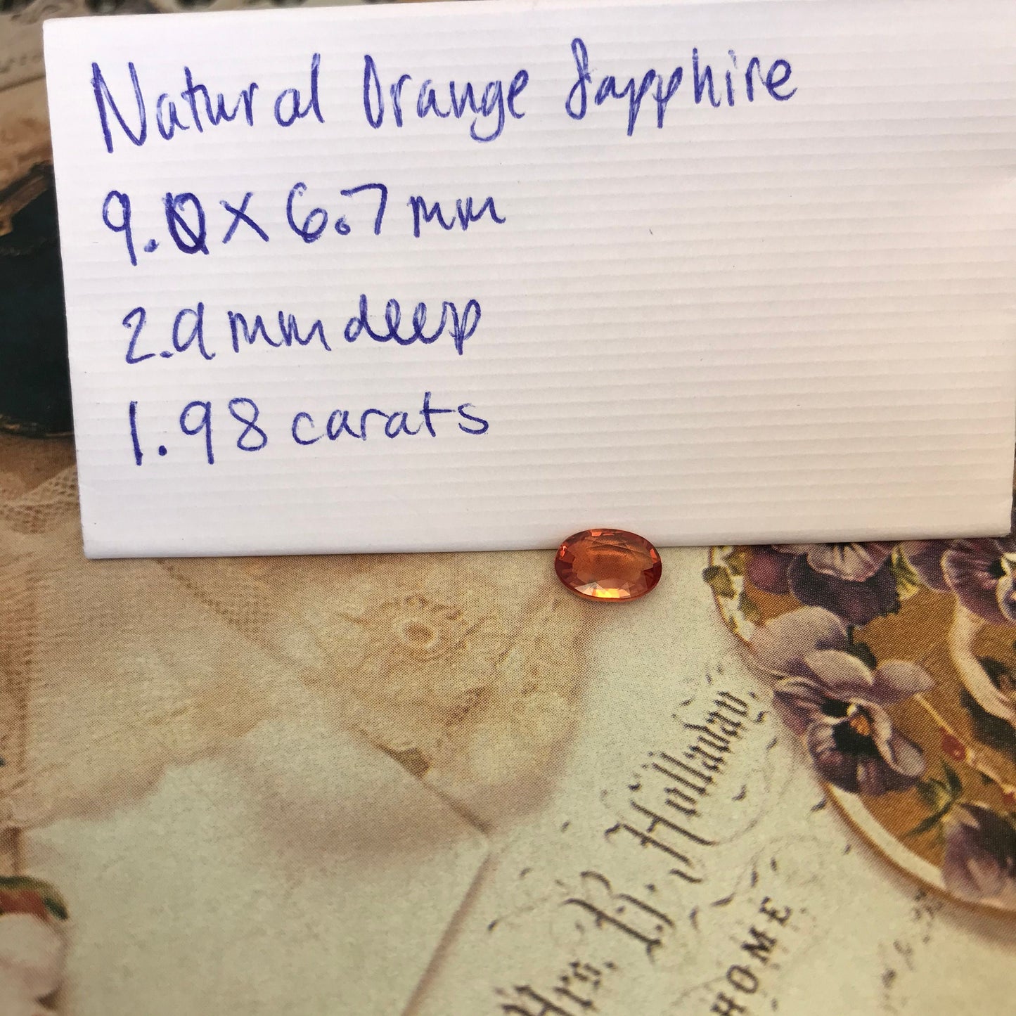 Natural Orange Sapphire 9x6.7mm 1.98 Carats Oval Cut Faceted Gem Loose Unmounted Gemstone Earth Mined Beryllium Treated