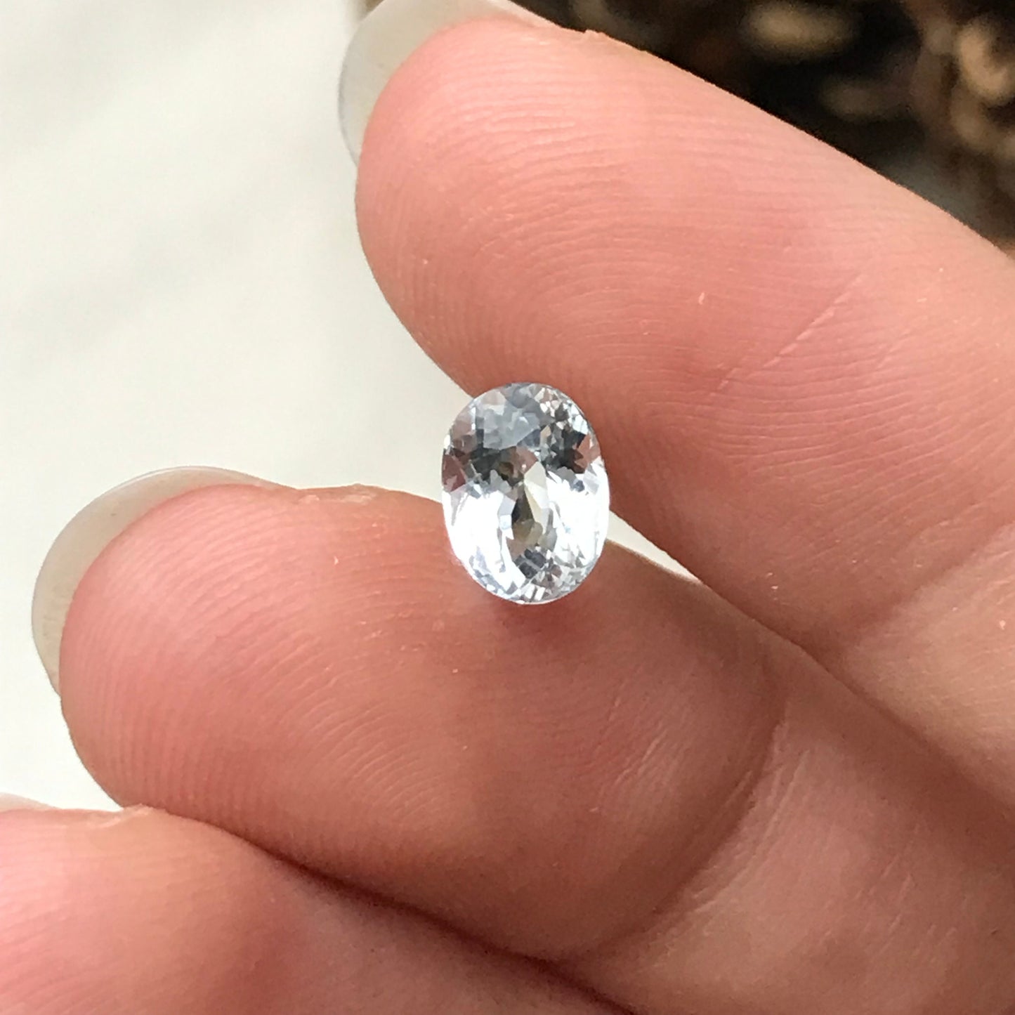 Light Blue Aquamarine 1.22 carat 7.5x5.5mm Oval Cut Natural Light Aquamarine, Faceted Loose Wholesale Gemstone for Jewelry