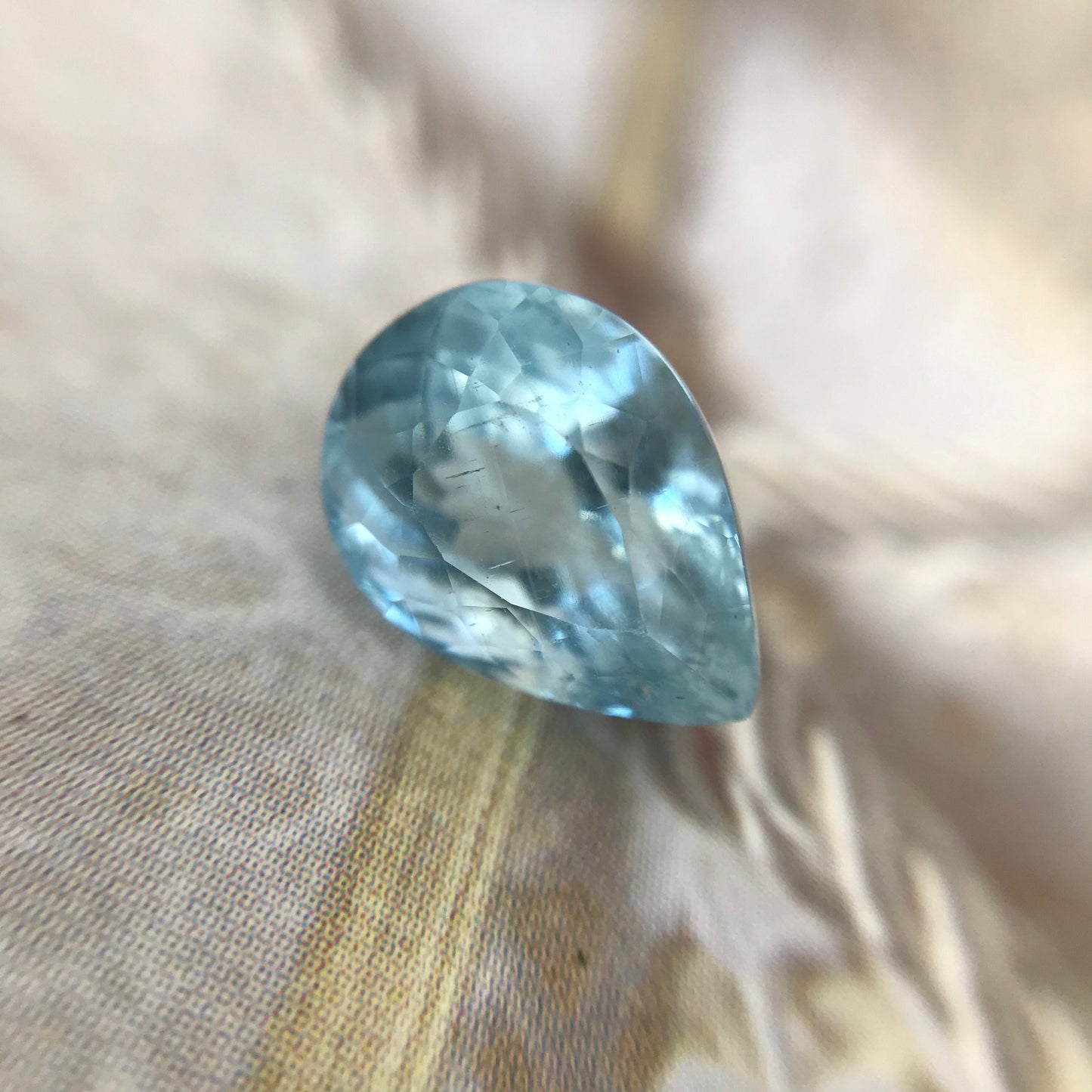 Natural Aquamarine 11x8mm 3.45 carats Light Blue Pear Cut Loose Gem Faceted Gemstone Beryl March Birthstone