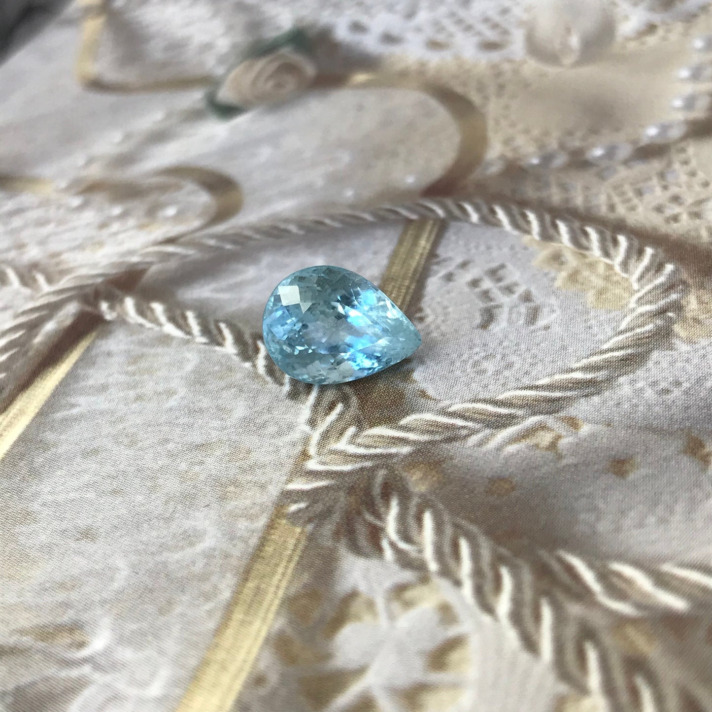 Natural Aquamarine 11x8mm 3.45 carats Light Blue Pear Cut Loose Gem Faceted Gemstone Beryl March Birthstone