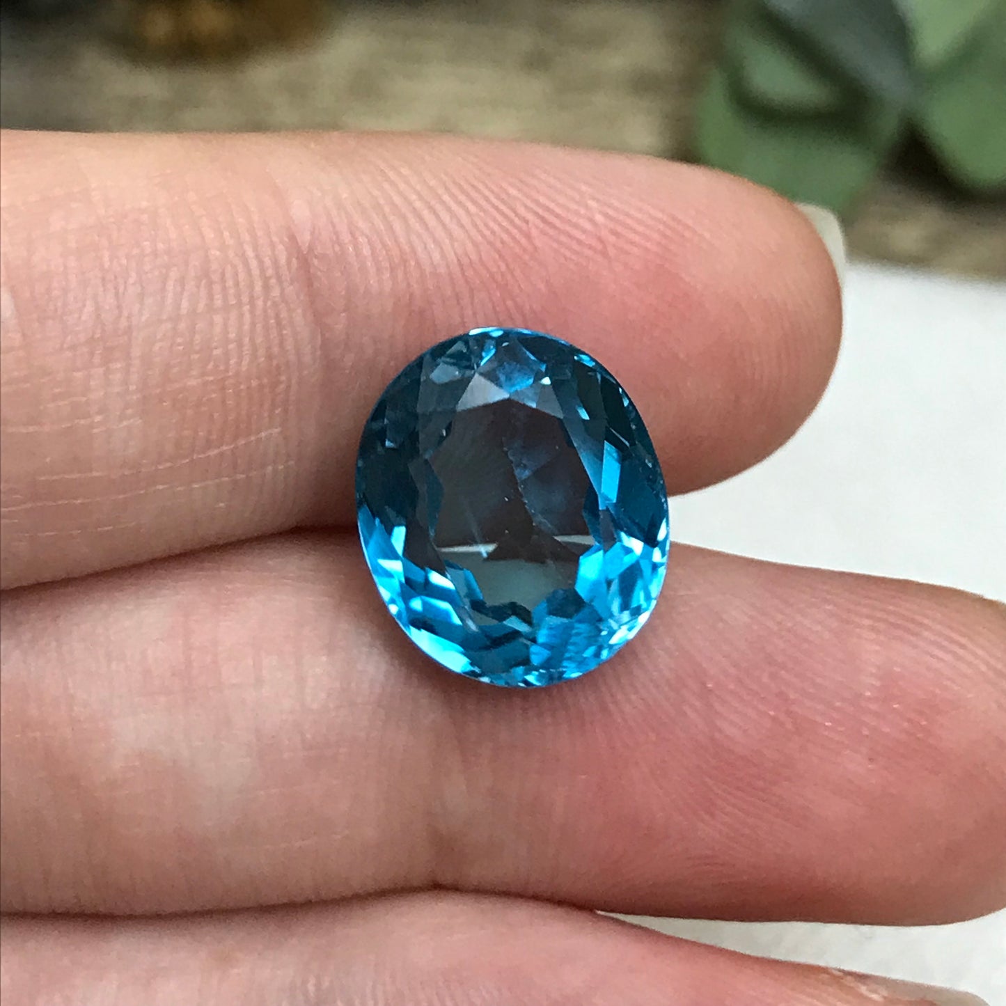 13x11mm Blue Topaz 9.58 carat, Oval Cut Loose Gem, Faceted Baby London Blue, Unmounted December Birthstone, US Seller