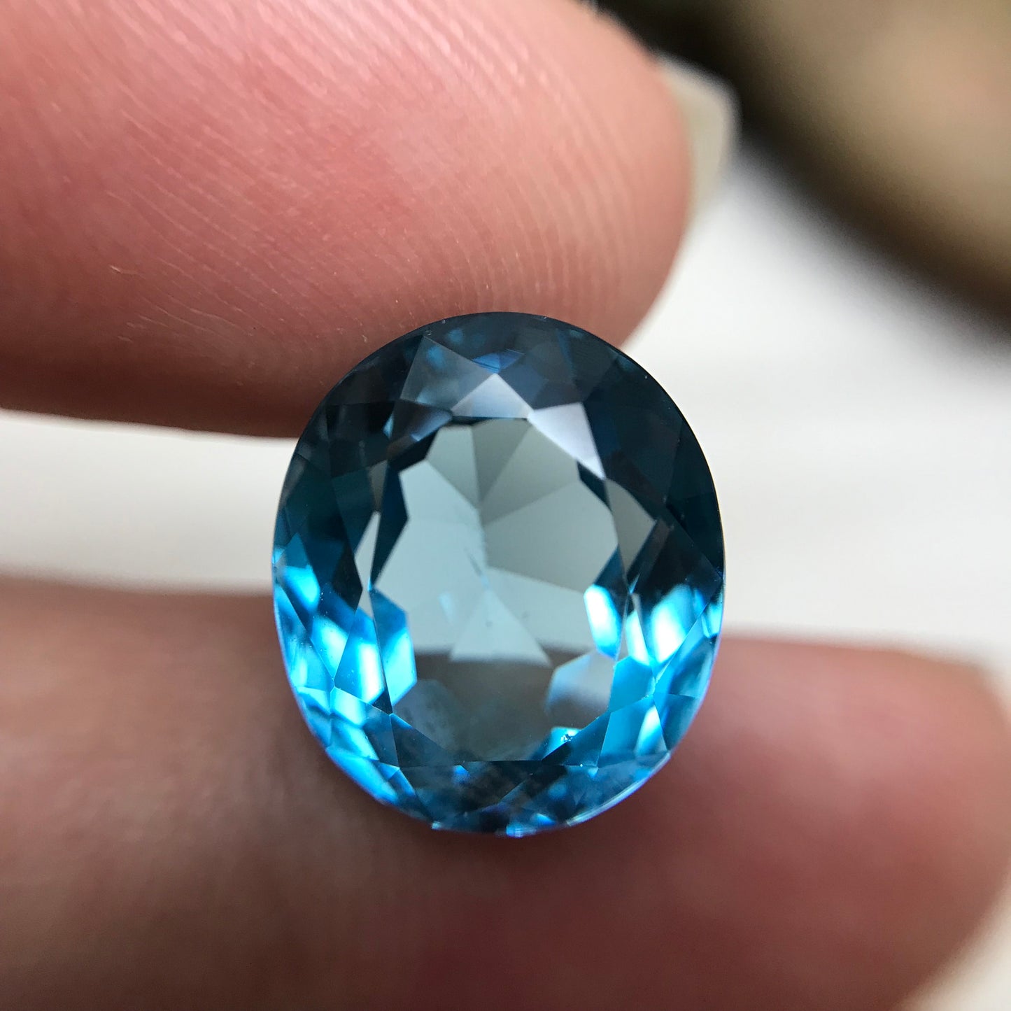13x11mm Blue Topaz 9.58 carat, Oval Cut Loose Gem, Faceted Baby London Blue, Unmounted December Birthstone, US Seller