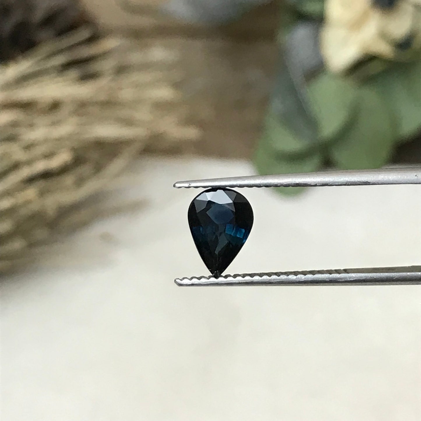 Natural Dark Blue Sapphire 8x6mm 1.47 Carat Pear Tear Drop Corundum Very Dark Blue Gem Faceted Loose Unmounted Gemstone Heated Sapphire