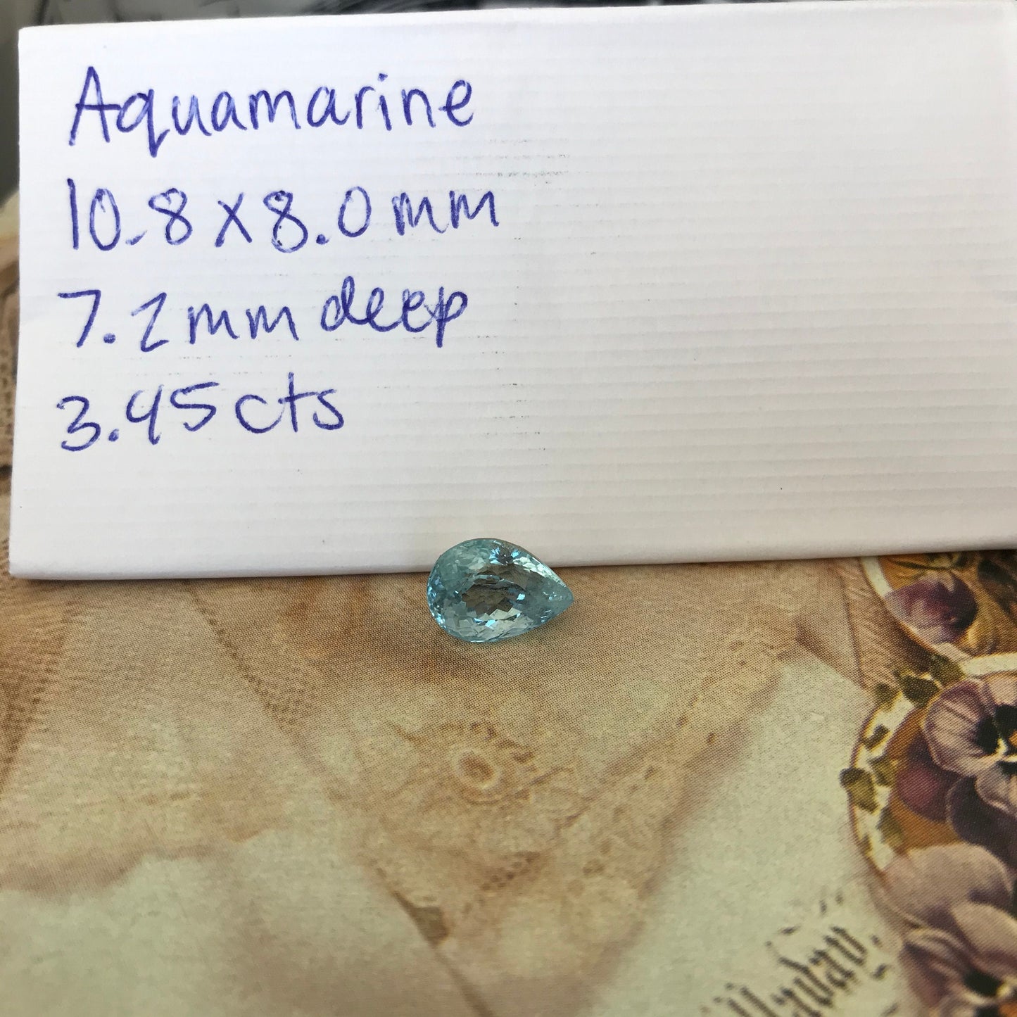 Natural Aquamarine 11x8mm 3.45 carats Light Blue Pear Cut Loose Gem Faceted Gemstone Beryl March Birthstone