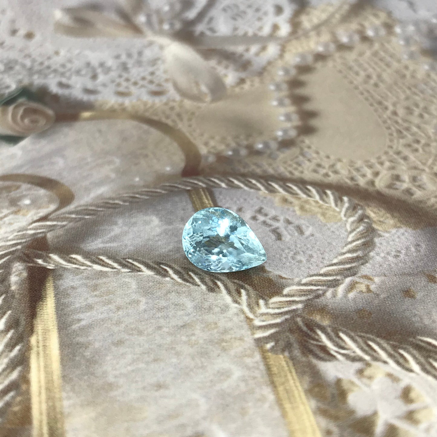 Natural Aquamarine 11x8mm 3.45 carats Light Blue Pear Cut Loose Gem Faceted Gemstone Beryl March Birthstone