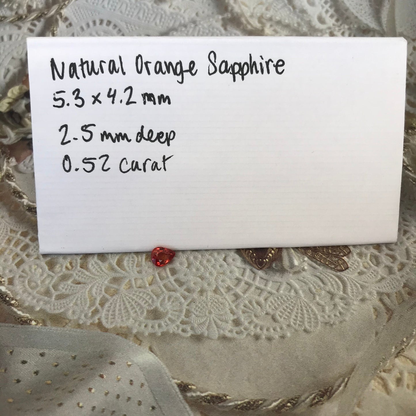 Natural Orange Sapphire 5x4mm 0.52 Carat Pear Cut Faceted Gem Loose Unmounted Gemstone Earth Mined Beryllium Treated - BE TREATED