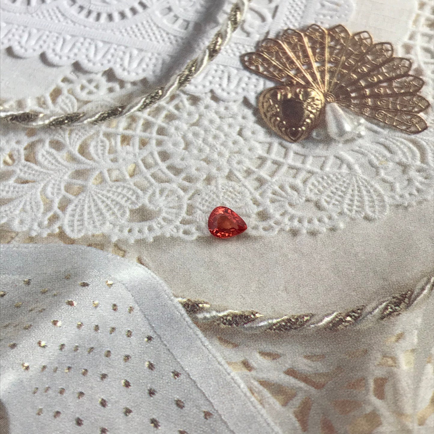 Natural Orange Sapphire 5x4mm 0.52 Carat Pear Cut Faceted Gem Loose Unmounted Gemstone Earth Mined Beryllium Treated - BE TREATED