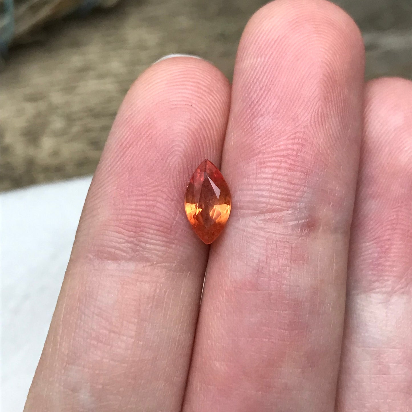 1 ct Natural Orange Sapphire 9x5mm Marquise Cut Faceted Gem Loose Reddish Orange, Beryllium Treated Sapphire