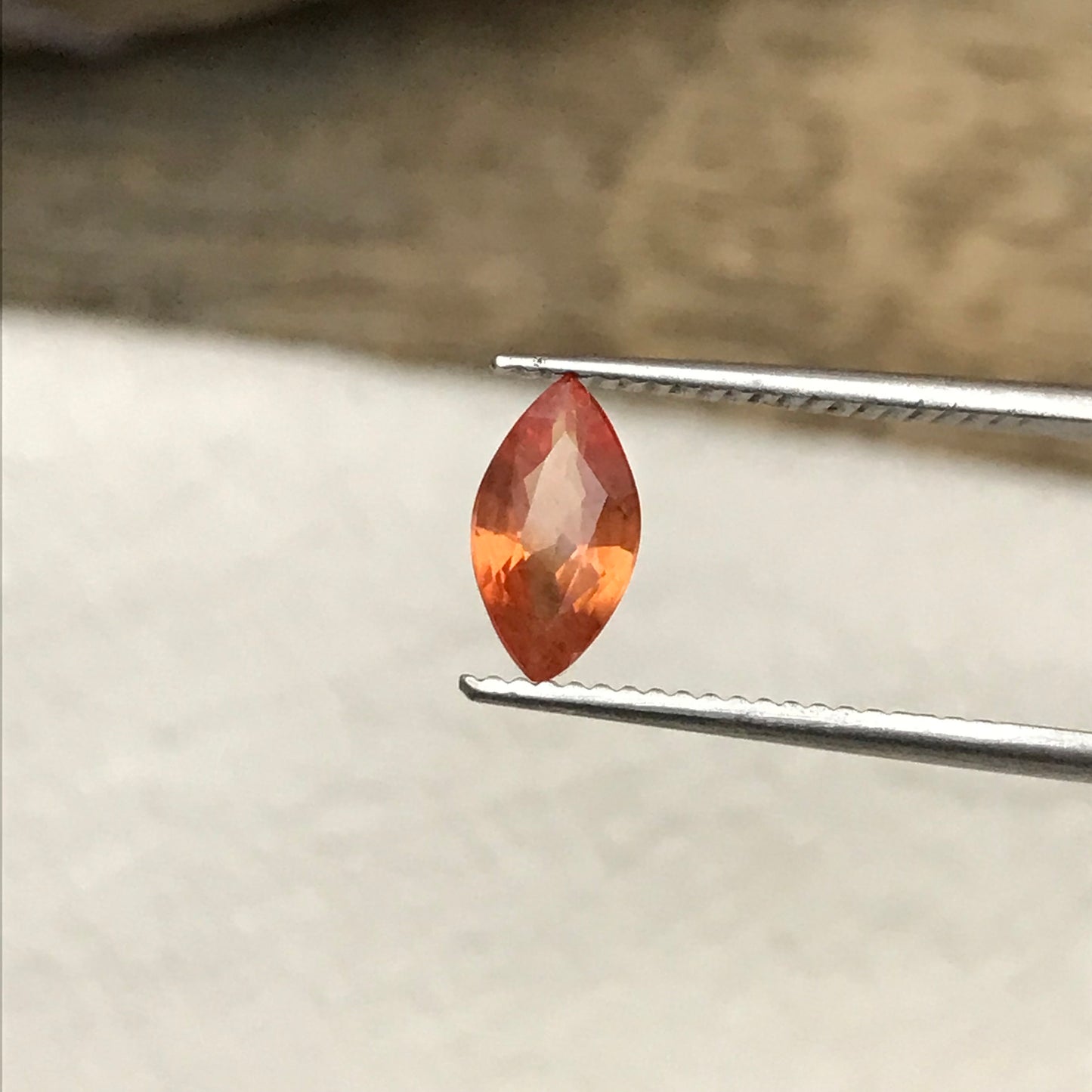1 ct Natural Orange Sapphire 9x5mm Marquise Cut Faceted Gem Loose Reddish Orange, Beryllium Treated Sapphire