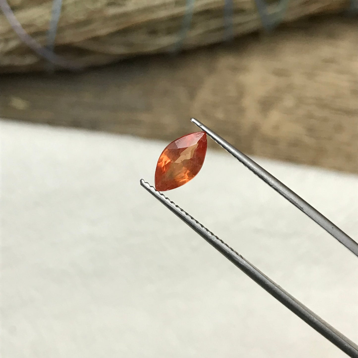 1 ct Natural Orange Sapphire 9x5mm Marquise Cut Faceted Gem Loose Reddish Orange, Beryllium Treated Sapphire