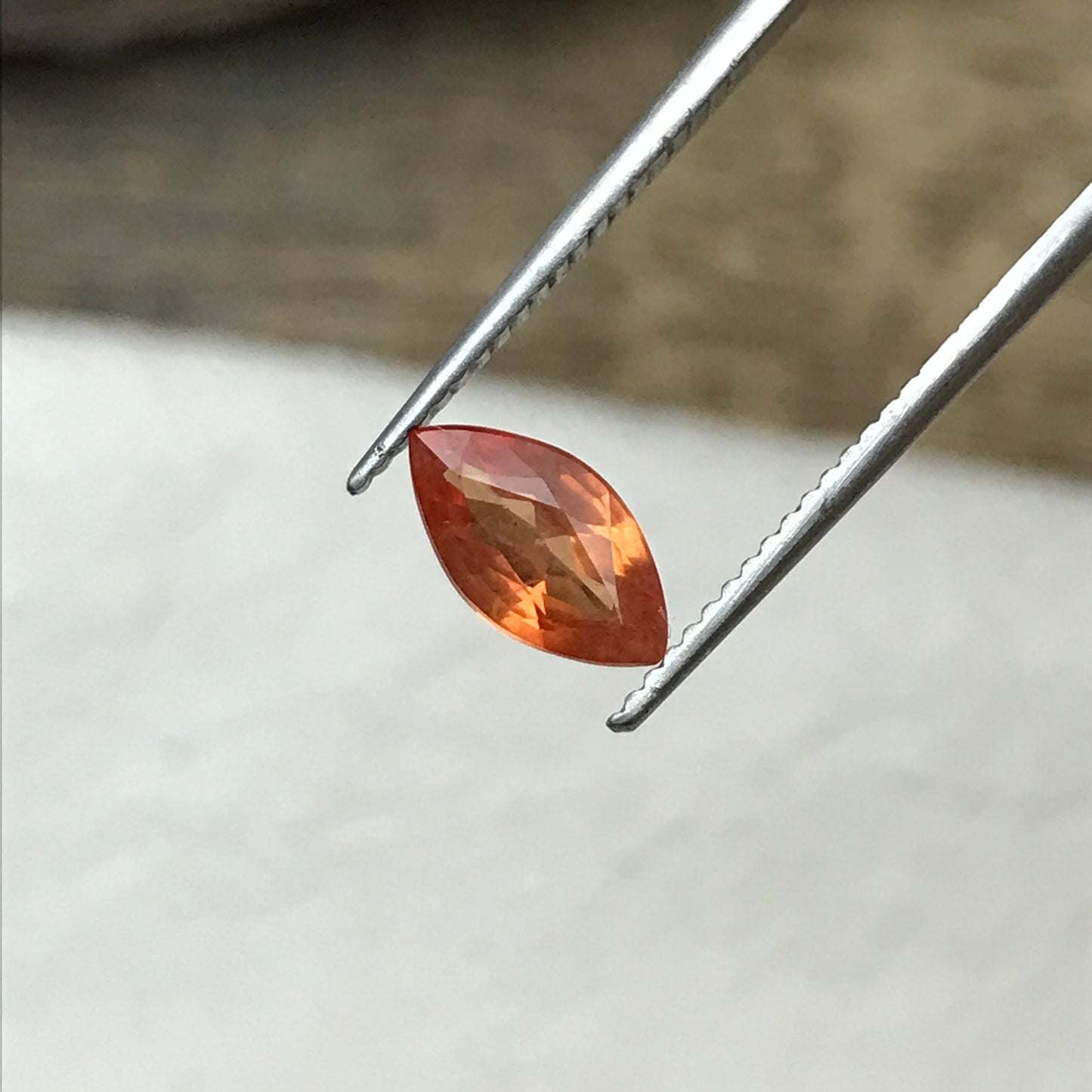 1 ct Natural Orange Sapphire 9x5mm Marquise Cut Faceted Gem Loose Reddish Orange, Beryllium Treated Sapphire