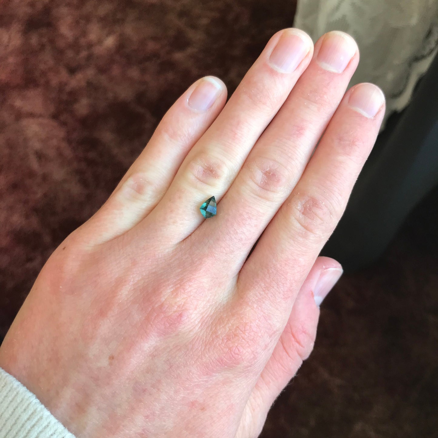 Natural Green Blue Sapphire 1.26 carat 7x5.6x4 mm Genuine Loose Unmounted Faceted Gemstone Sapphire - Unique Cut - One of a kind