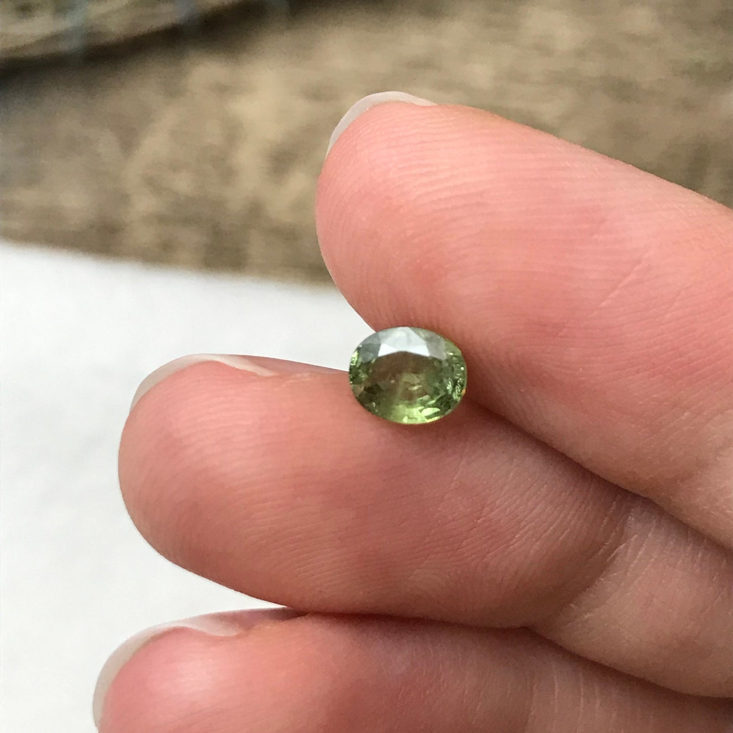 0.87 ct Natural Demantoid Garnet 6x5mm Oval Cut, Faceted Loose Green Garnet, Unmounted Gemstone