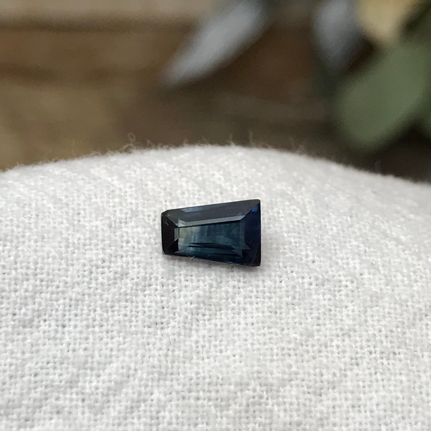 0.75 ct Natural Bi-Color Blue Fancy Cut Sapphire  6.3x4.3mm Trapezoid cut Genuine Loose Unmounted Faceted Gemstone Greenish Blue Sapphire
