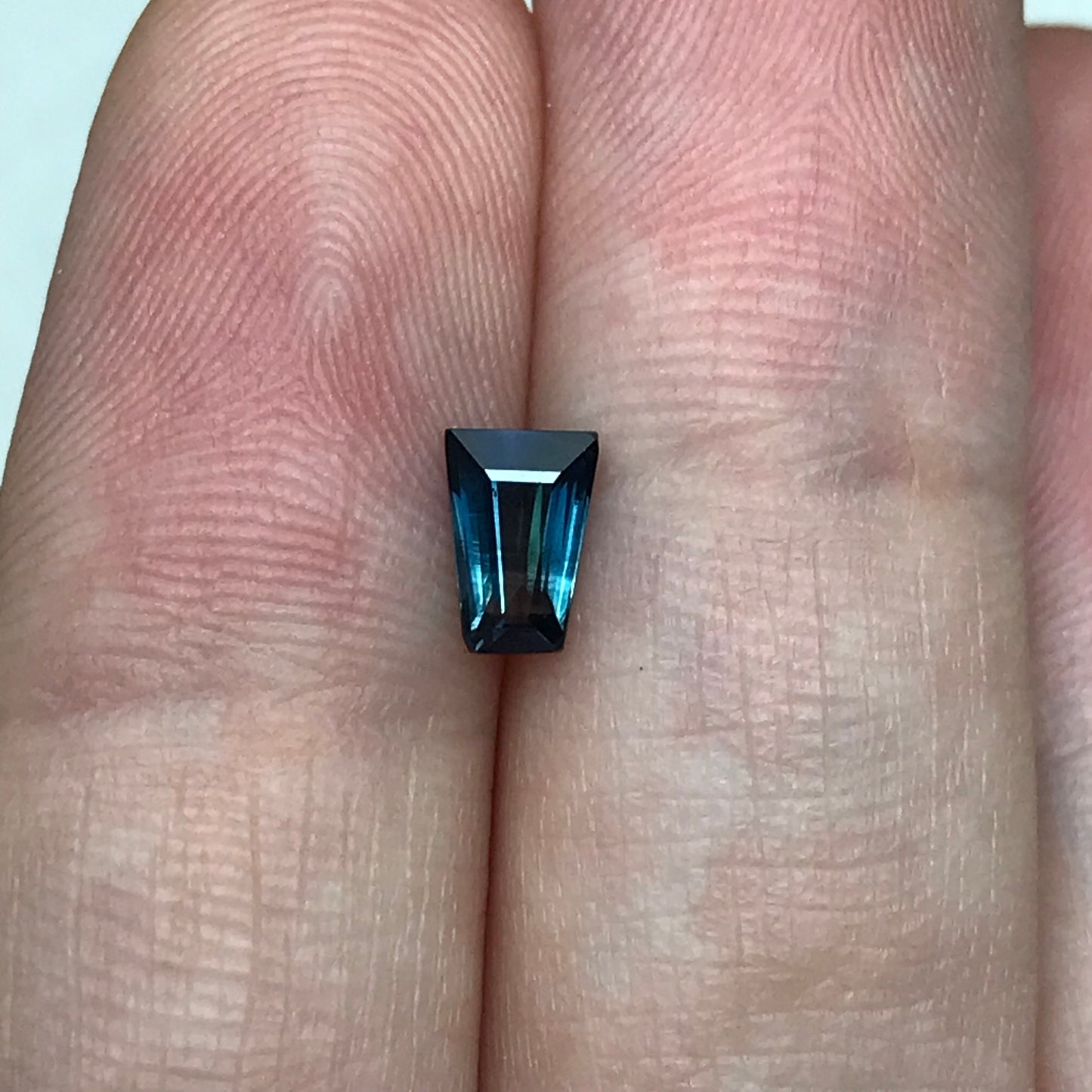 0.75 ct Natural Bi-Color Blue Fancy Cut Sapphire  6.3x4.3mm Trapezoid cut Genuine Loose Unmounted Faceted Gemstone Greenish Blue Sapphire