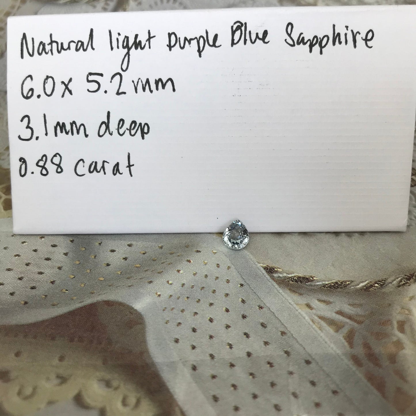 Natural Light Violet Blue Sapphire 0.88 carat 6 x 5.2 mm Pear Cut, Faceted Loose Gemstone Light Purple Blue Unmounted Gem 6 x 5mm