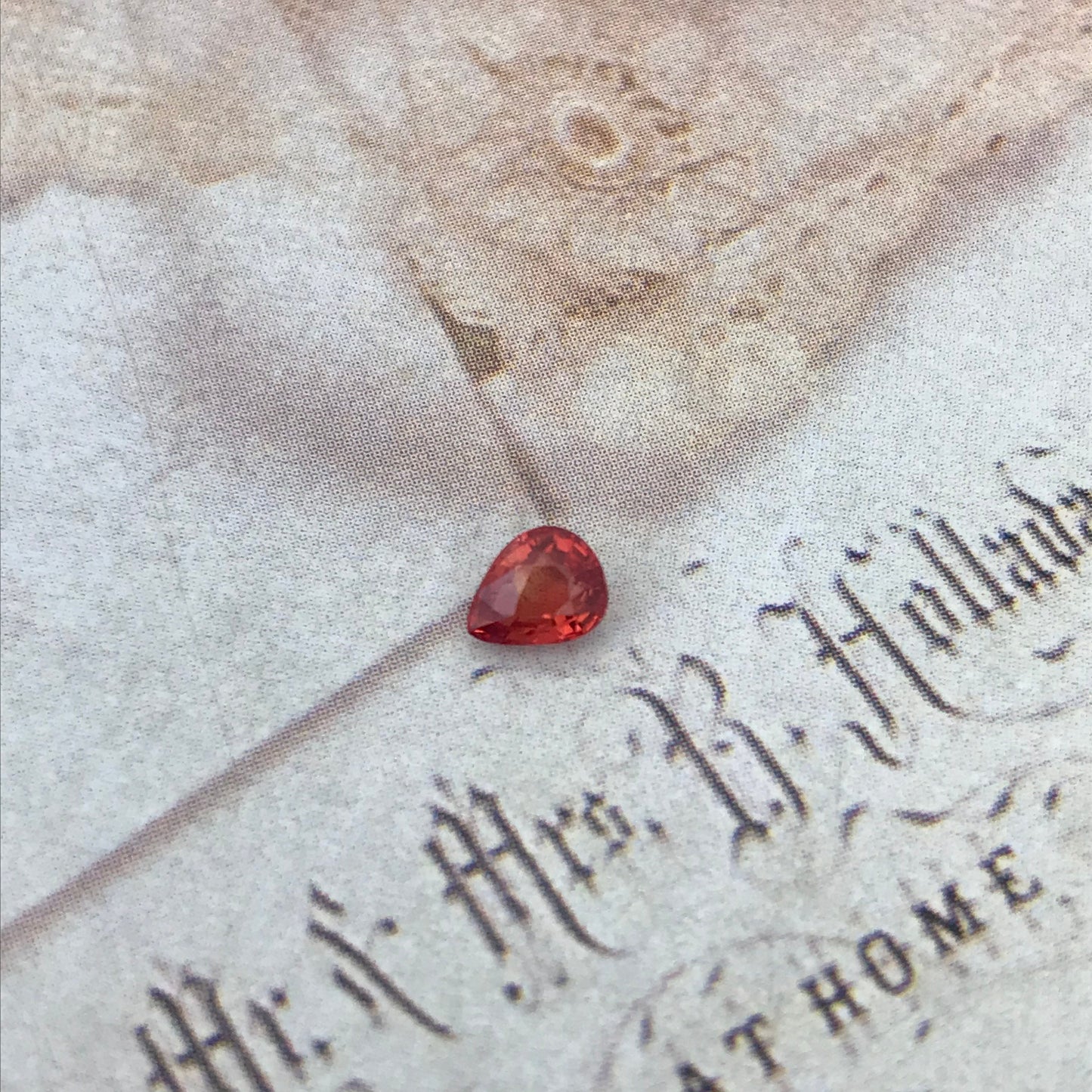 Natural Orange Sapphire 5x4mm 0.52 Carat Pear Cut Faceted Gem Loose Unmounted Gemstone Earth Mined Beryllium Treated - BE TREATED