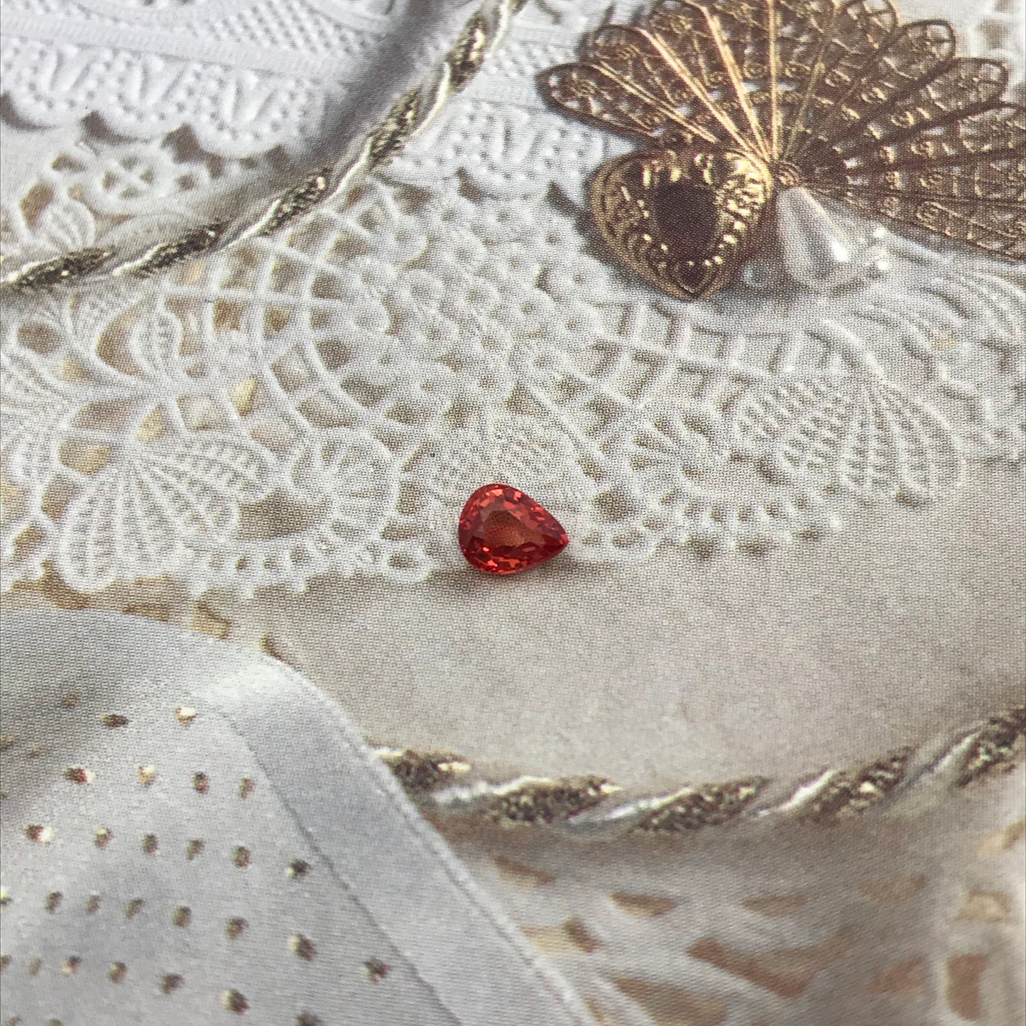 Natural Orange Sapphire 5x4mm 0.52 Carat Pear Cut Faceted Gem Loose Unmounted Gemstone Earth Mined Beryllium Treated - BE TREATED