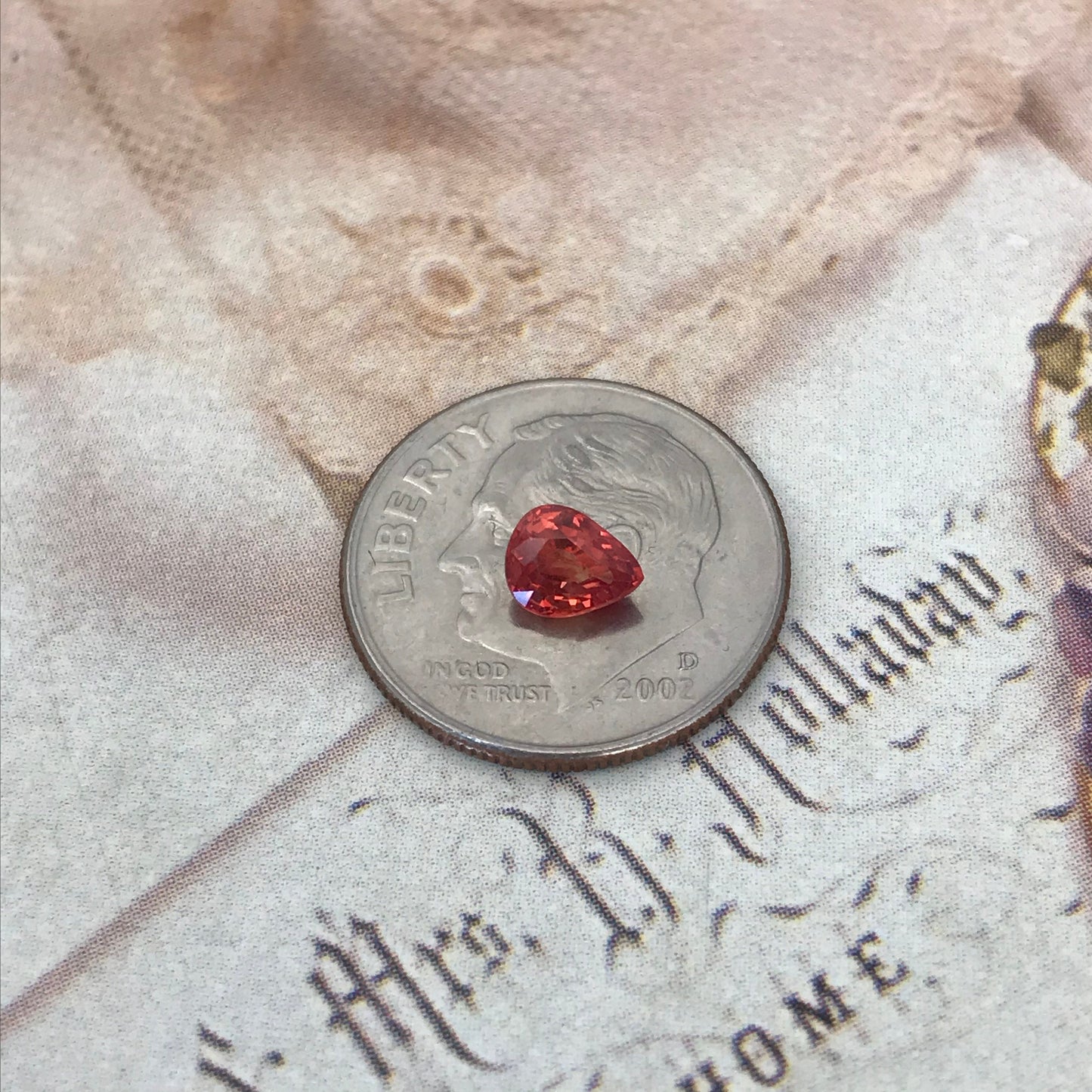 Natural Orange Sapphire 5x4mm 0.52 Carat Pear Cut Faceted Gem Loose Unmounted Gemstone Earth Mined Beryllium Treated - BE TREATED