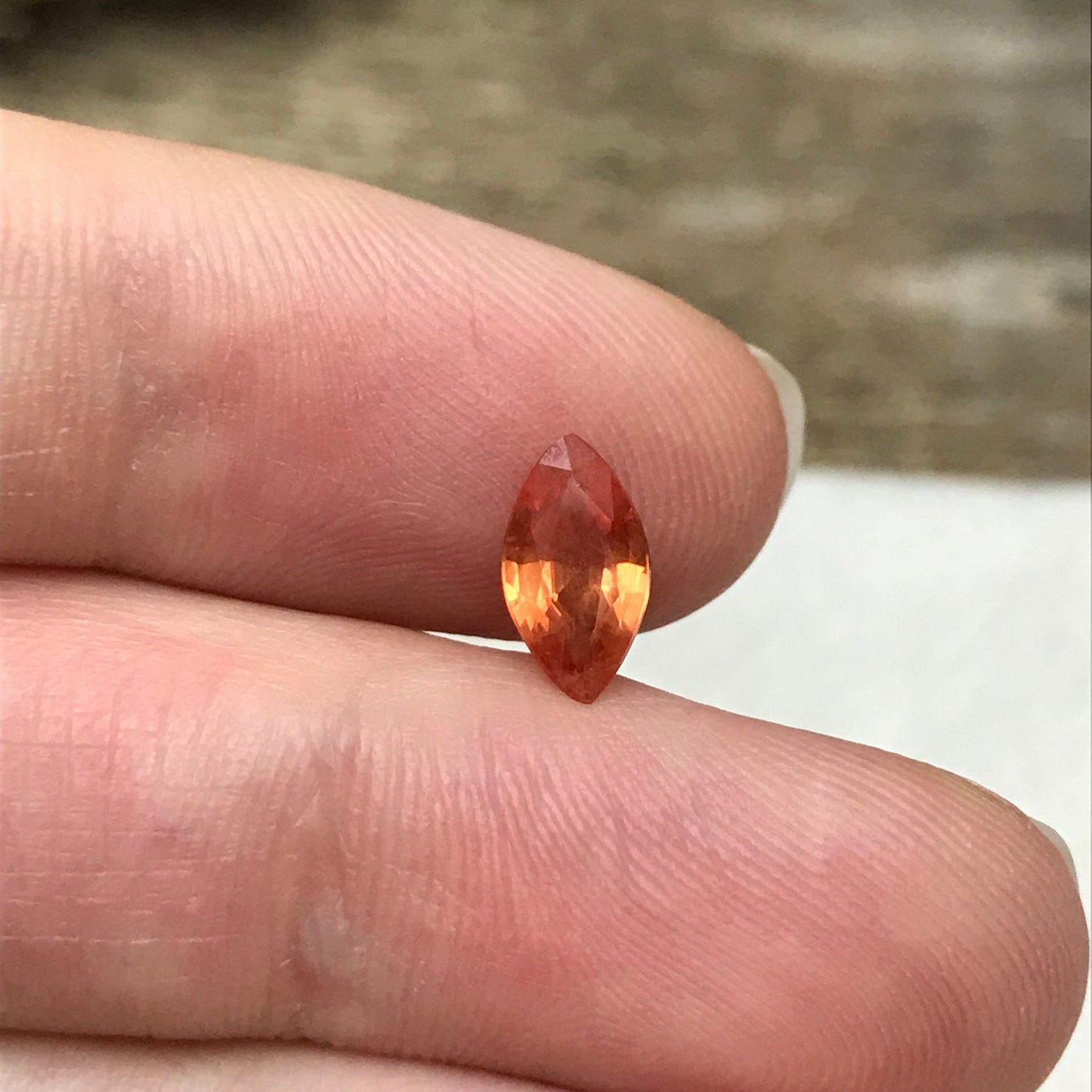 1 ct Natural Orange Sapphire 9x5mm Marquise Cut Faceted Gem Loose Reddish Orange, Beryllium Treated Sapphire
