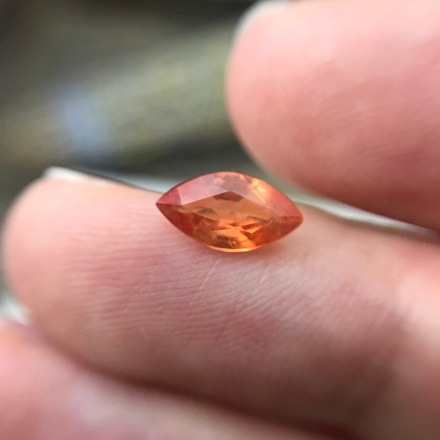1 ct Natural Orange Sapphire 9x5mm Marquise Cut Faceted Gem Loose Reddish Orange, Beryllium Treated Sapphire