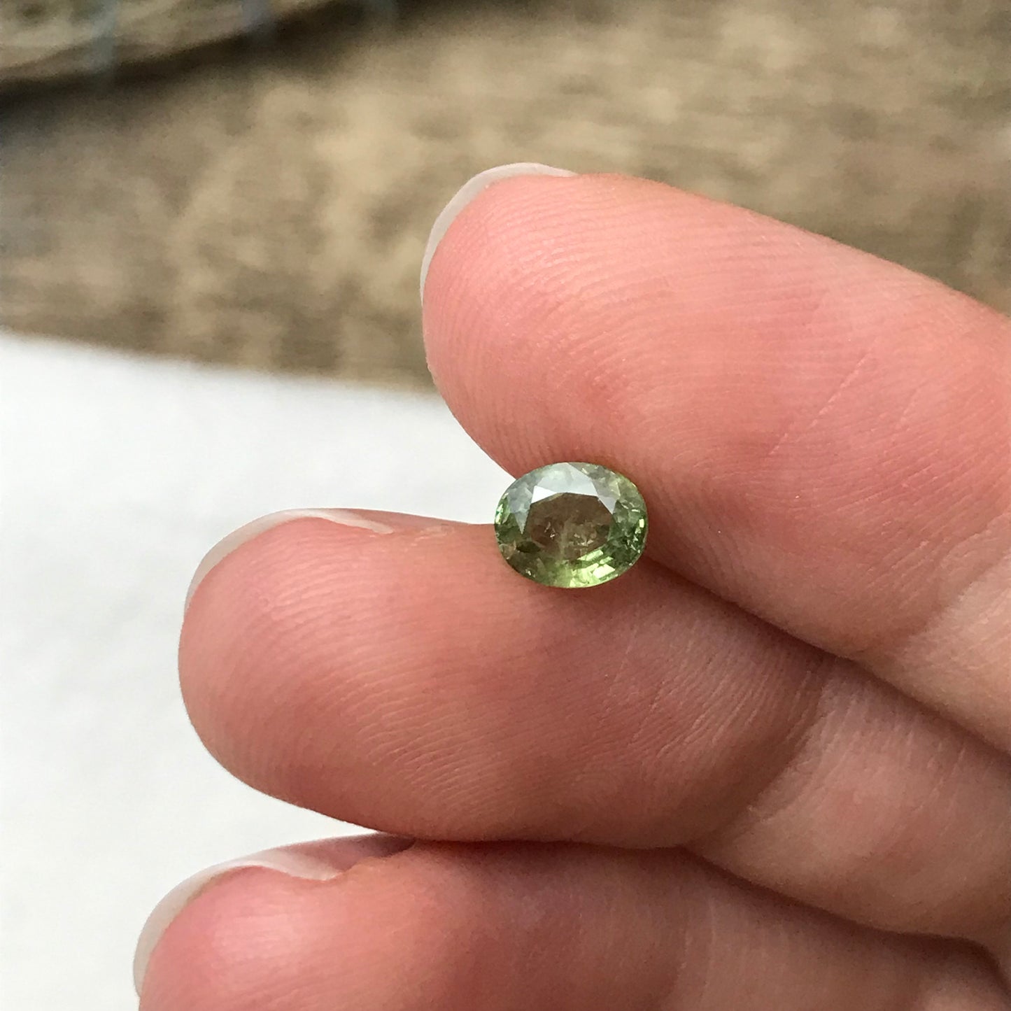0.87 ct Natural Demantoid Garnet 6x5mm Oval Cut, Faceted Loose Green Garnet, Unmounted Gemstone