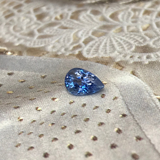 Natural Blue Sapphire GLASS FILLED 0.75 Carat 6x4mm Pear Corundum Unmounted Gem Faceted Loose Gemstone