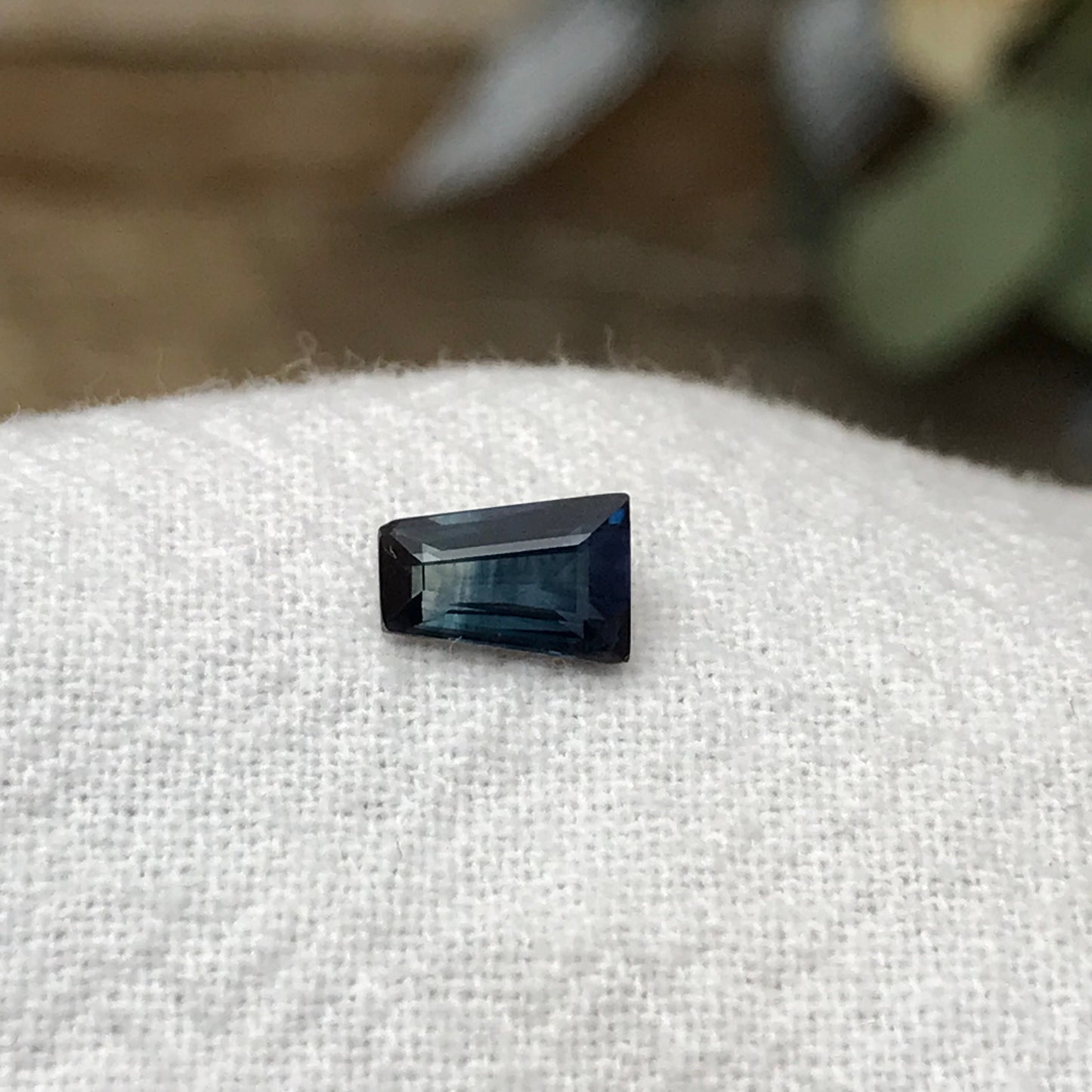 0.75 ct Natural Bi-Color Blue Fancy Cut Sapphire  6.3x4.3mm Trapezoid cut Genuine Loose Unmounted Faceted Gemstone Greenish Blue Sapphire