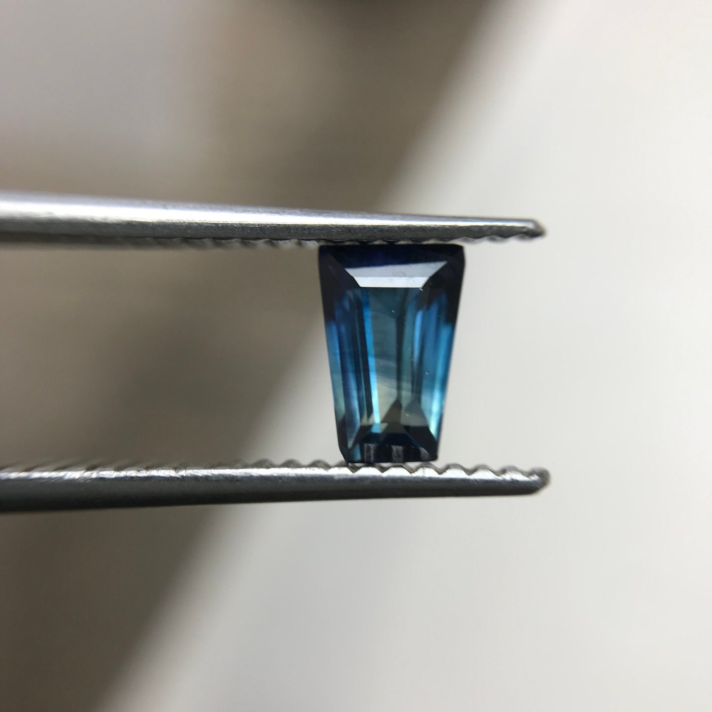 0.75 ct Natural Bi-Color Blue Fancy Cut Sapphire  6.3x4.3mm Trapezoid cut Genuine Loose Unmounted Faceted Gemstone Greenish Blue Sapphire
