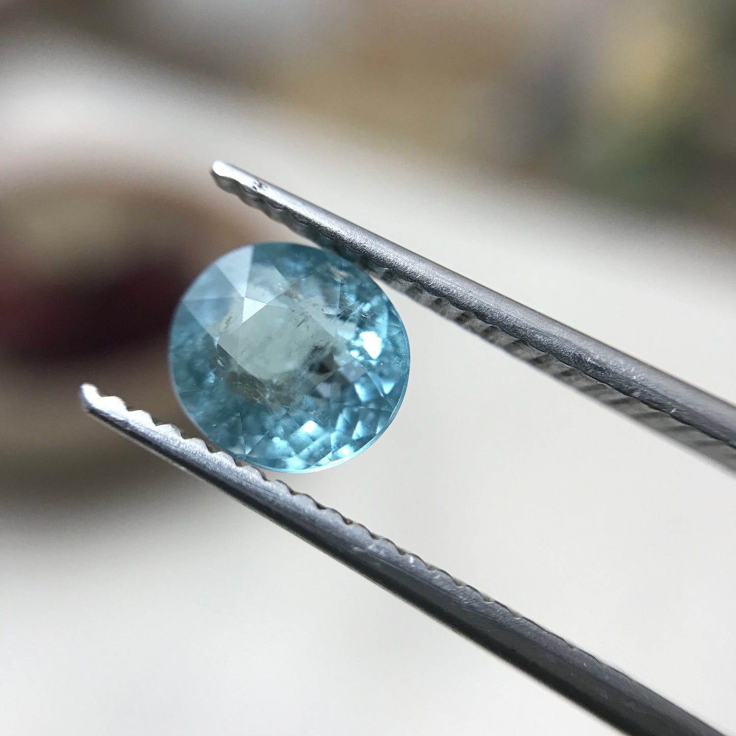 Natural Greenish Blue Tourmaline 1.25 Carat Gorgeous Color 6.8x6.2mm Faceted Loose Gemstone Seafoam Blue Tourmaline