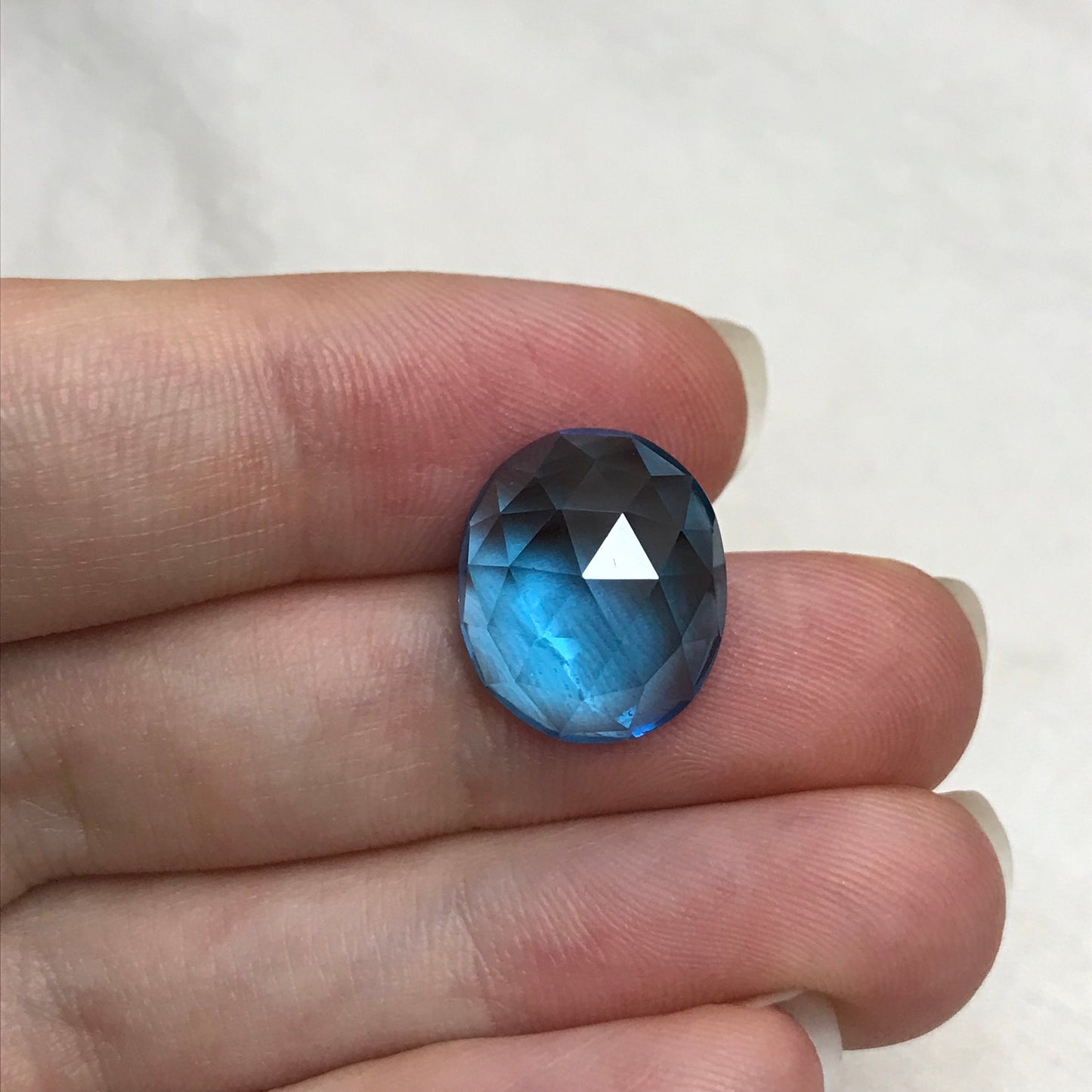 11.57 ct Rose cut Blue Topaz 15x12.7mm Oval cut Loose Topaz,  Swiss Blue Topaz Faceted, December Birthstone