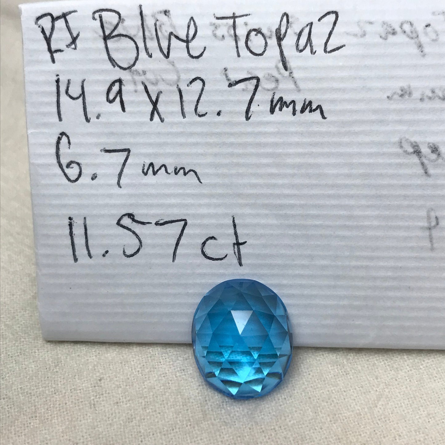 11.57 ct Rose cut Blue Topaz 15x12.7mm Oval cut Loose Topaz,  Swiss Blue Topaz Faceted, December Birthstone