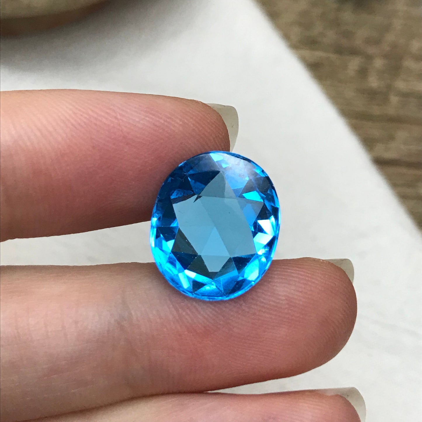 11.57 ct Rose cut Blue Topaz 15x12.7mm Oval cut Loose Topaz,  Swiss Blue Topaz Faceted, December Birthstone